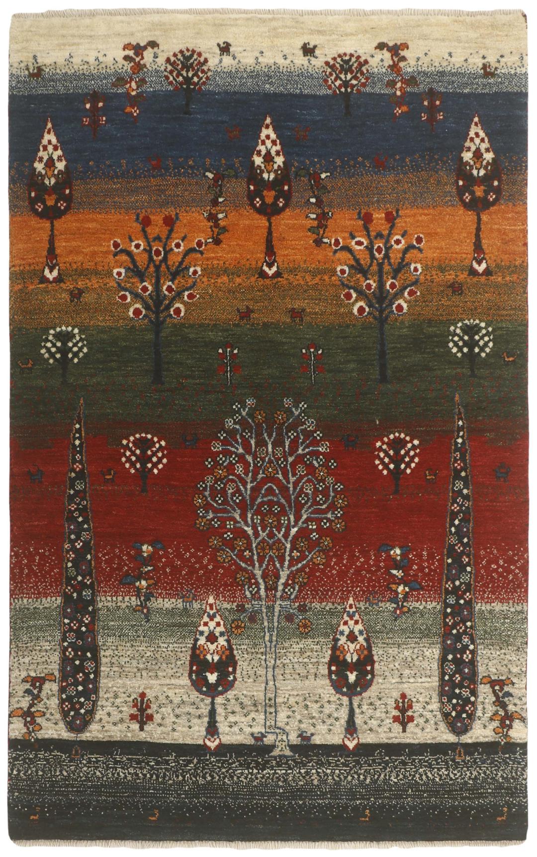 Gabbeh Fine - Black / Dark red - 119 x 186 cm