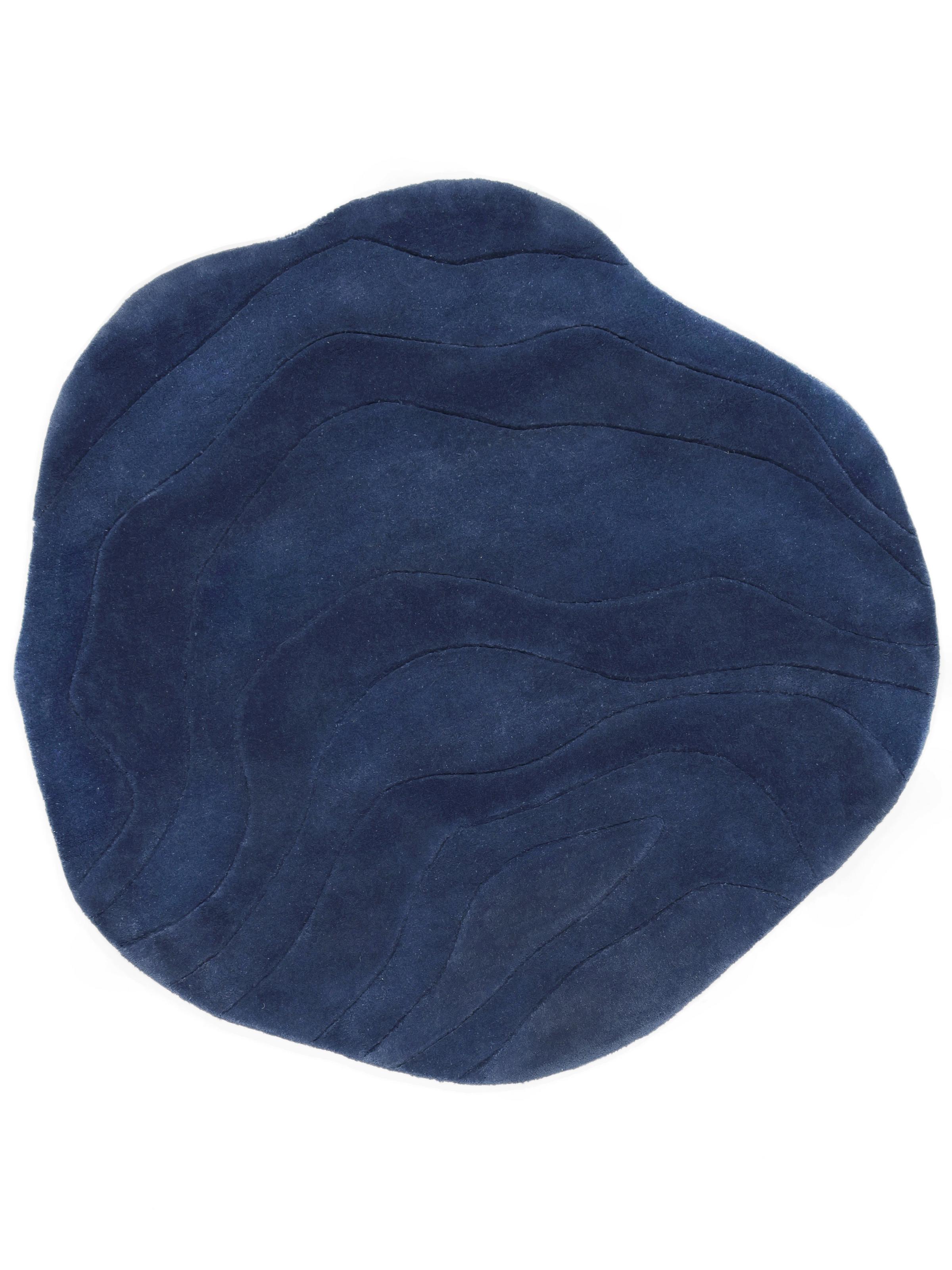 Rugvista premium - Barba - Blå, Rund Ø 150 cm Ullmatta - Rugvista