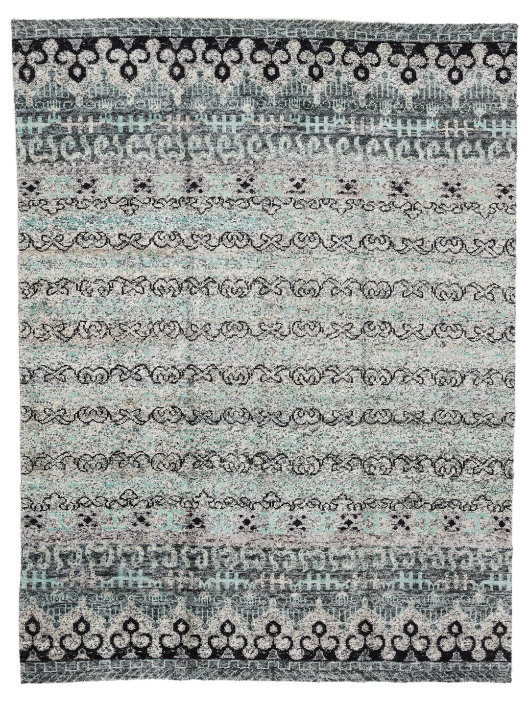 Quito light-blue and grey rug with repeating geometric motifs