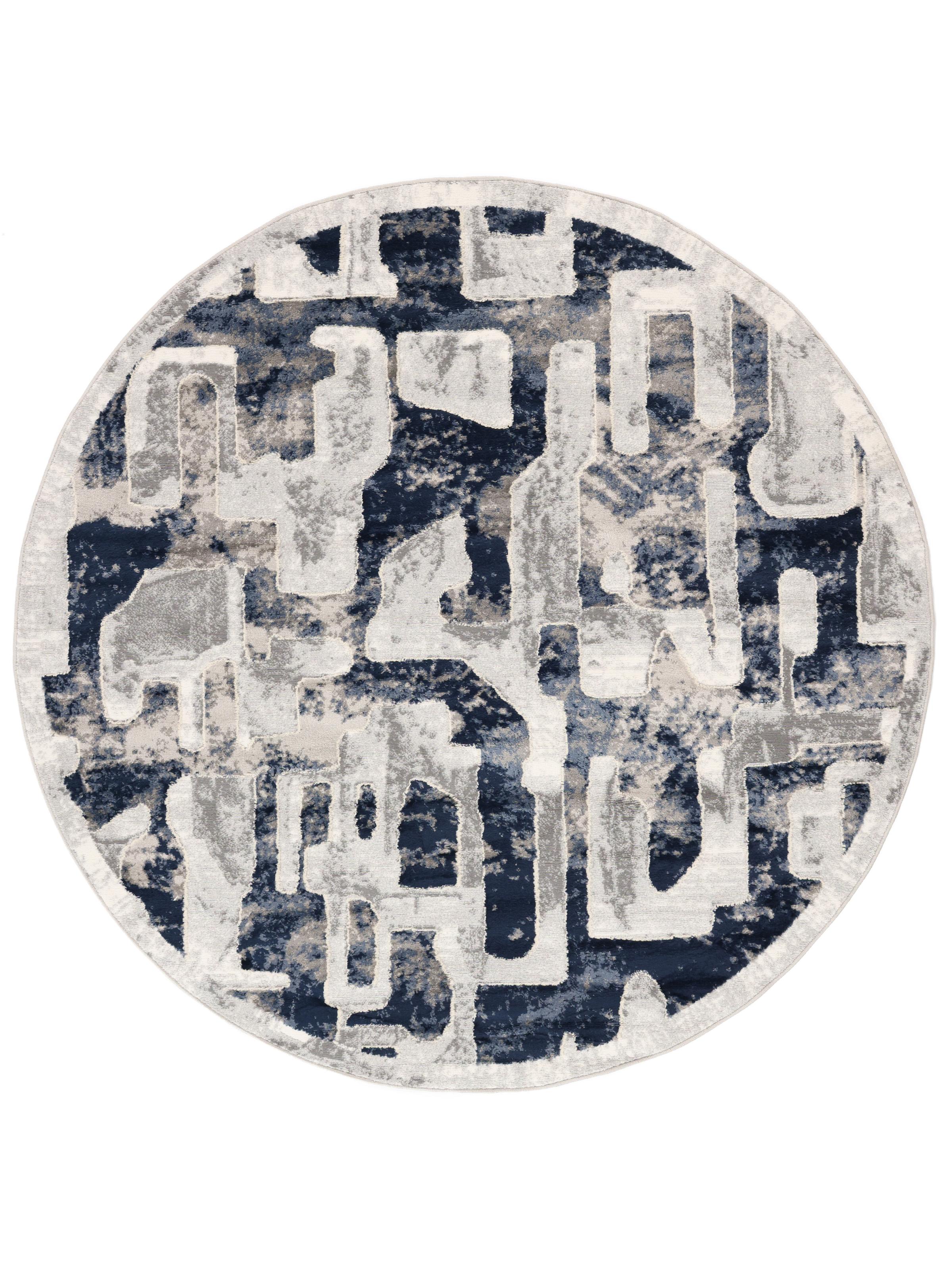 Rugvista essential - Vectra - Dark Blue / Beige, Round Ø 200 cm Rug ...