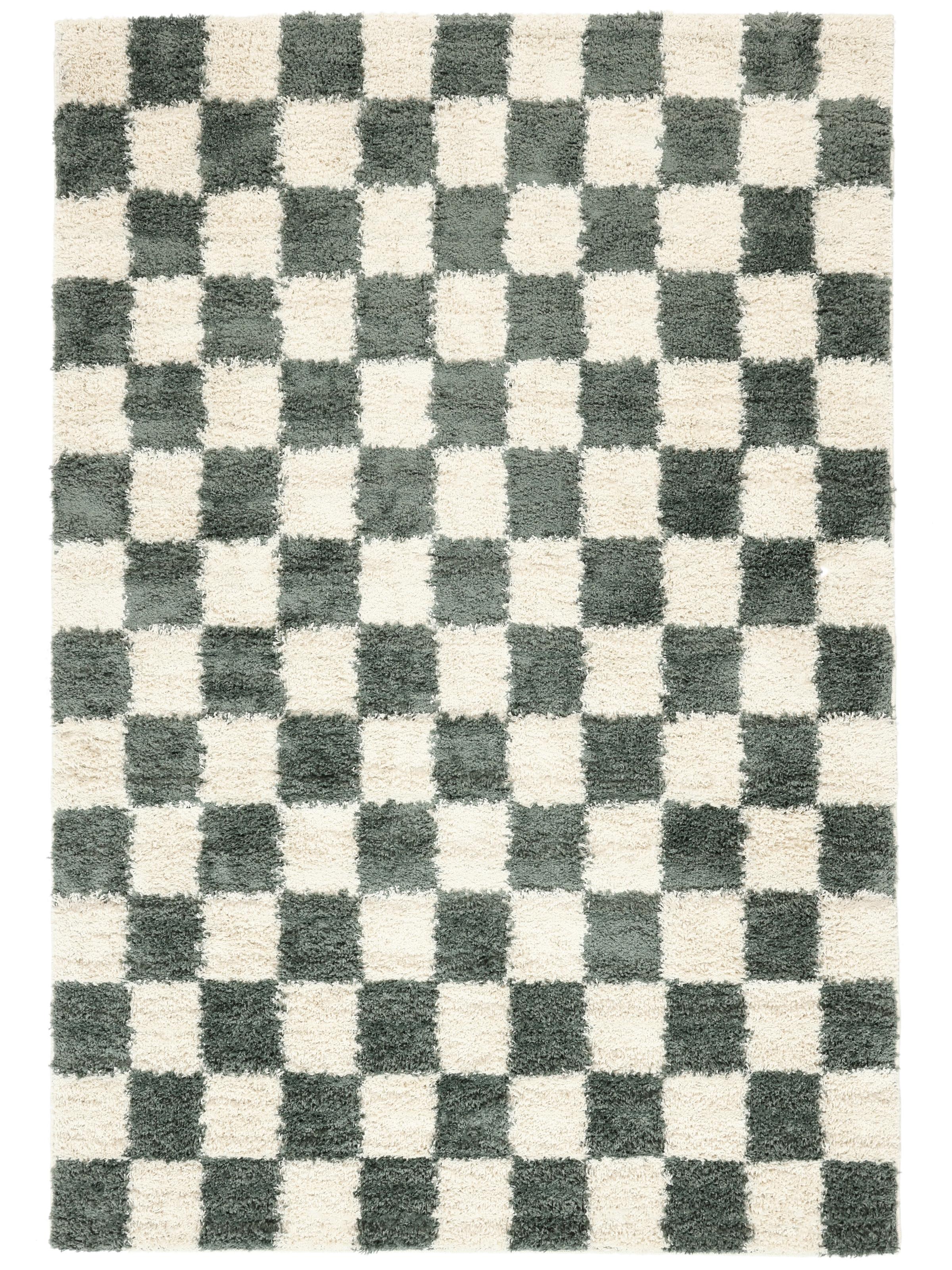 Chessie Teppich Grün/Naturweiß - Luxuriöser Hochflor
