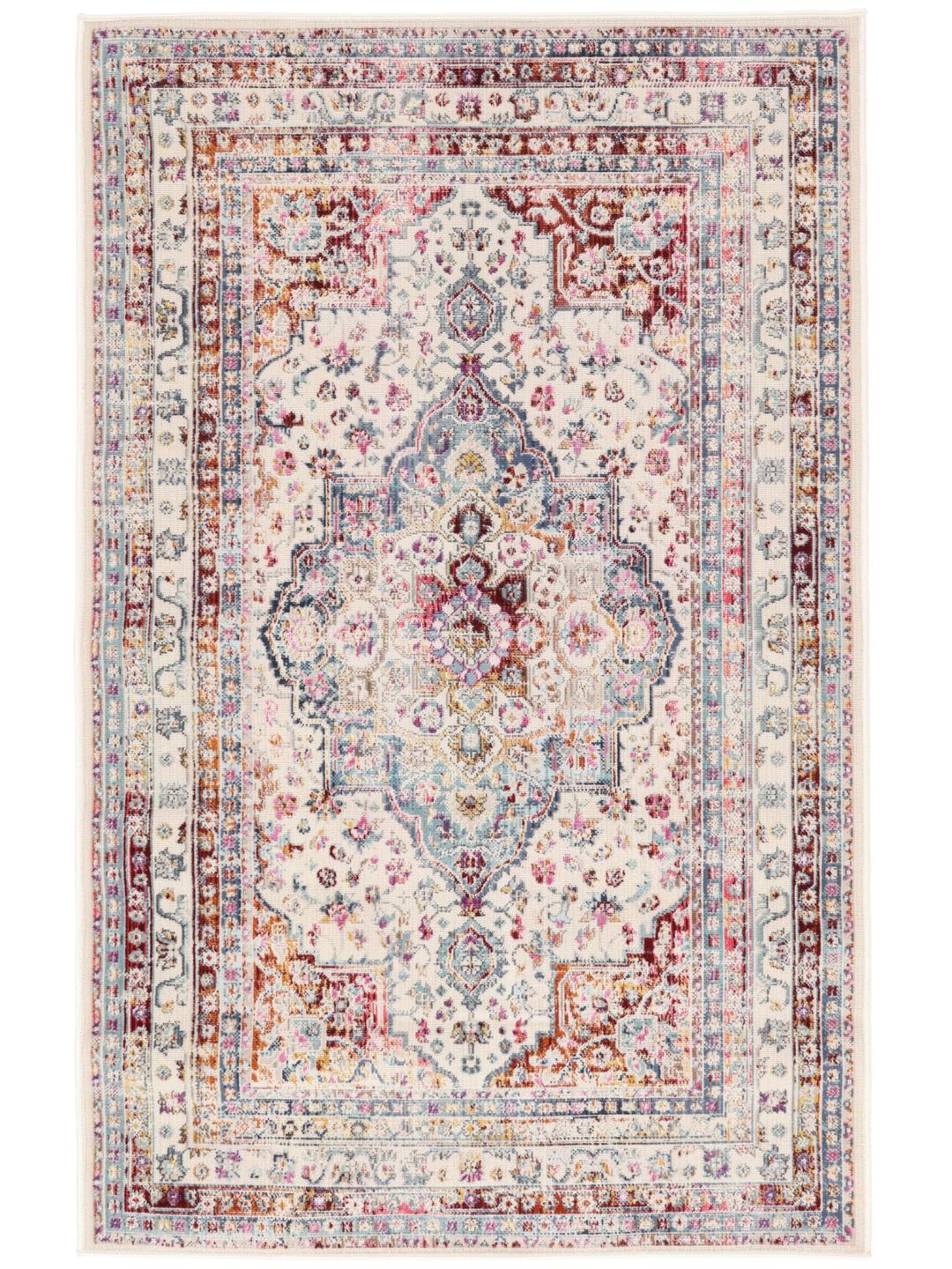 Multicolor rug with a classic medallion pattern