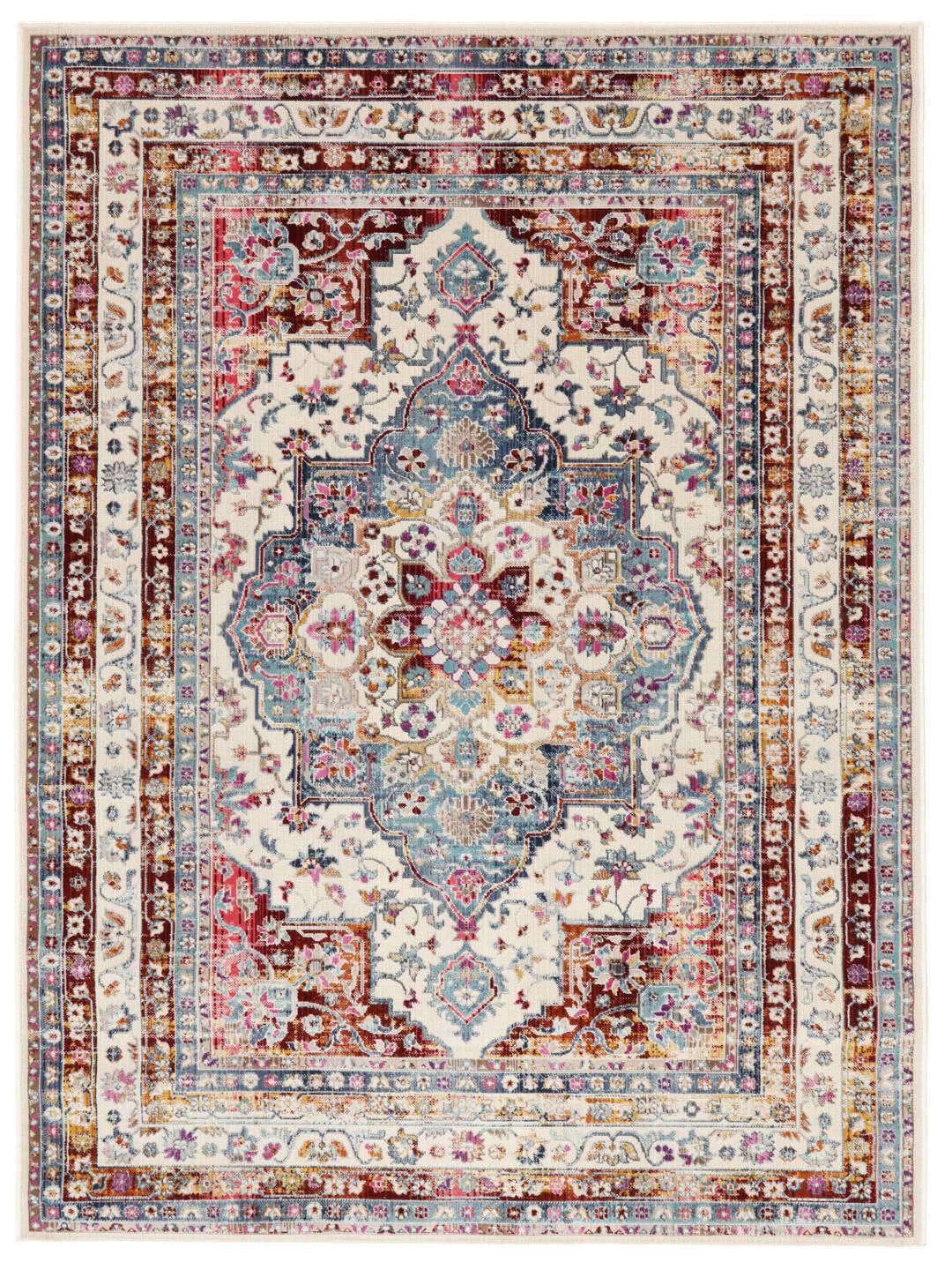 Tapis multicolore avec un motif a medaillon classique