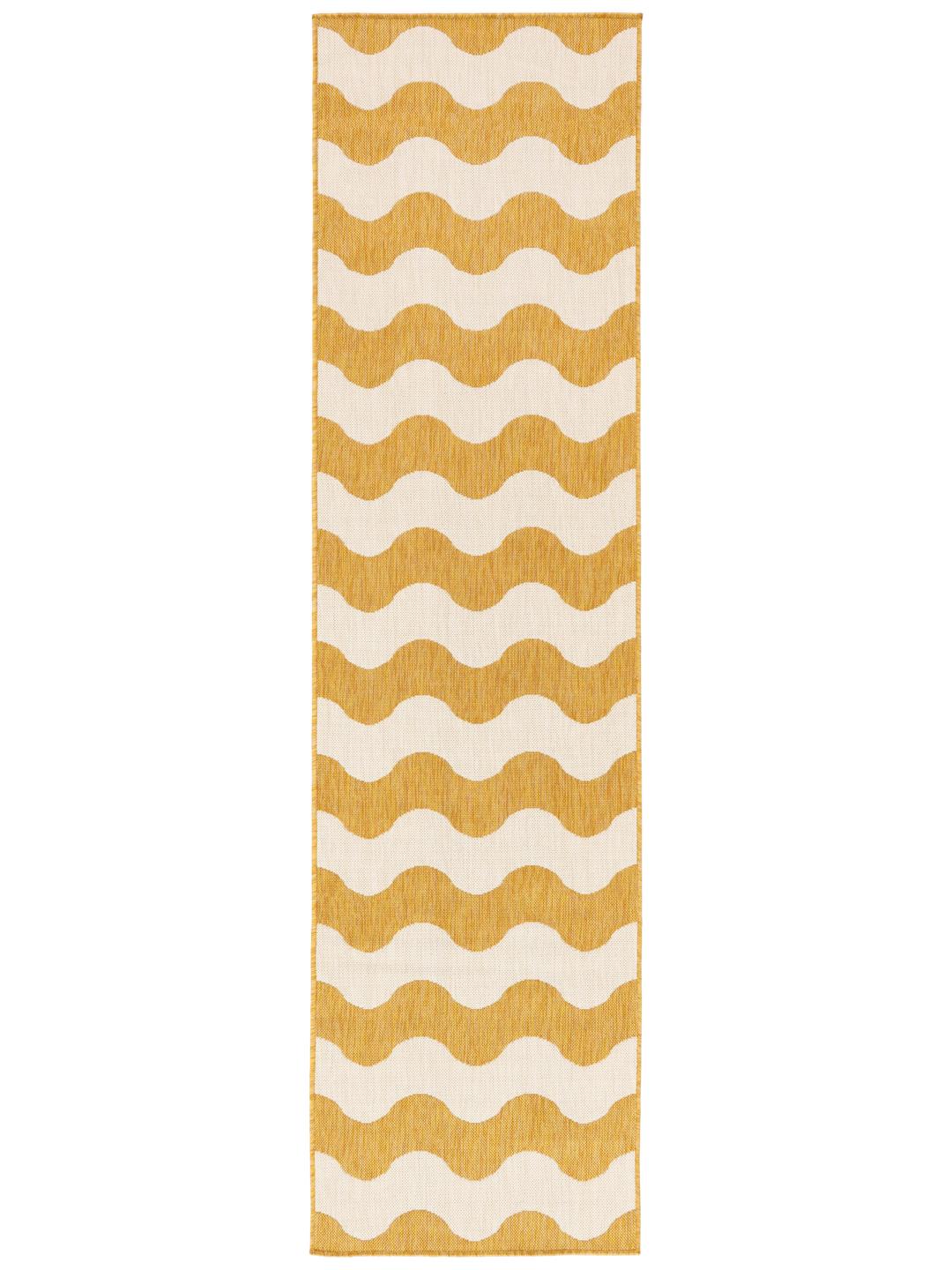 Tapis de couloir jaune au motif ondulé