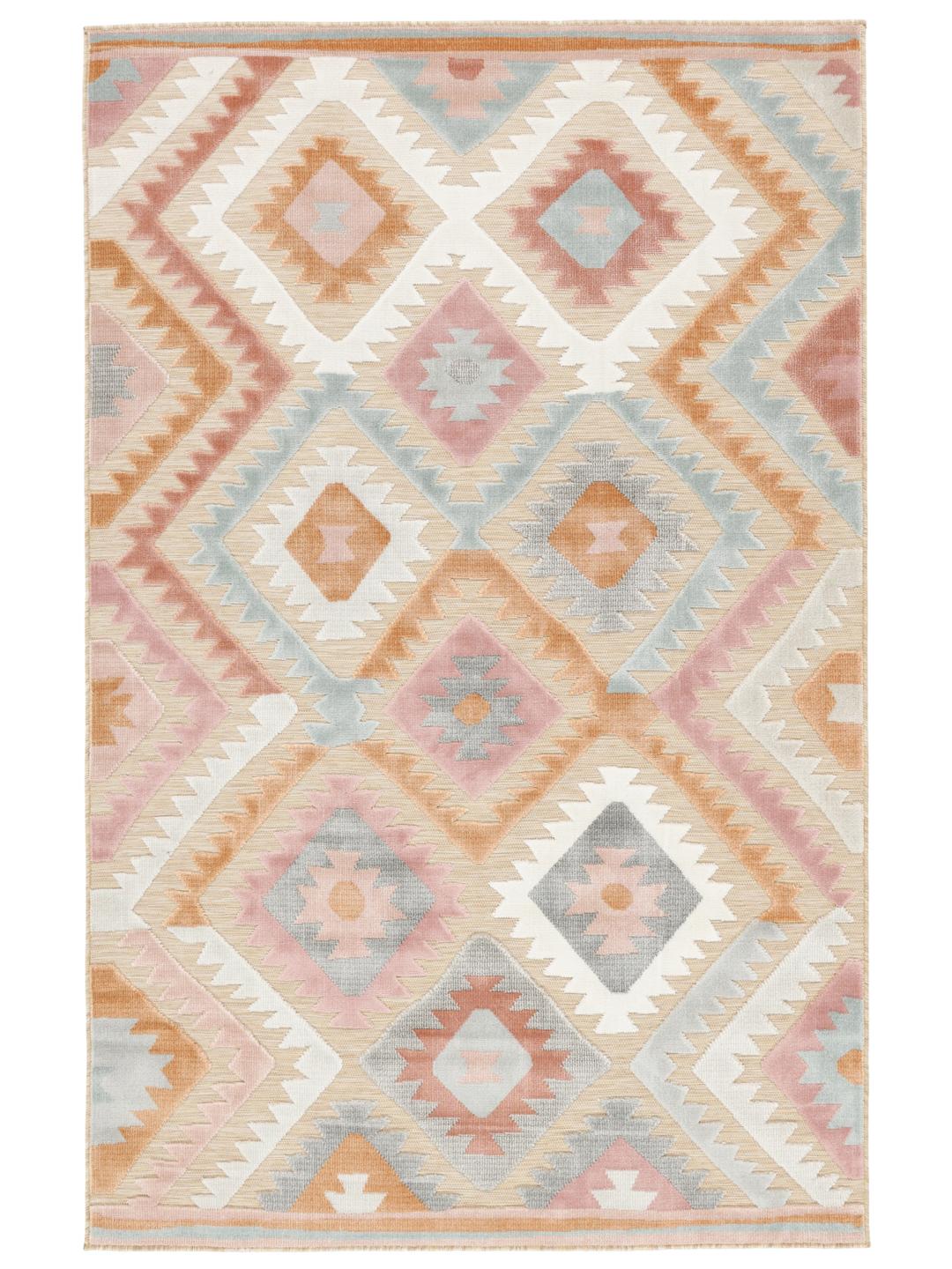 Tapis multicolore avec texture à poils hauts et bas