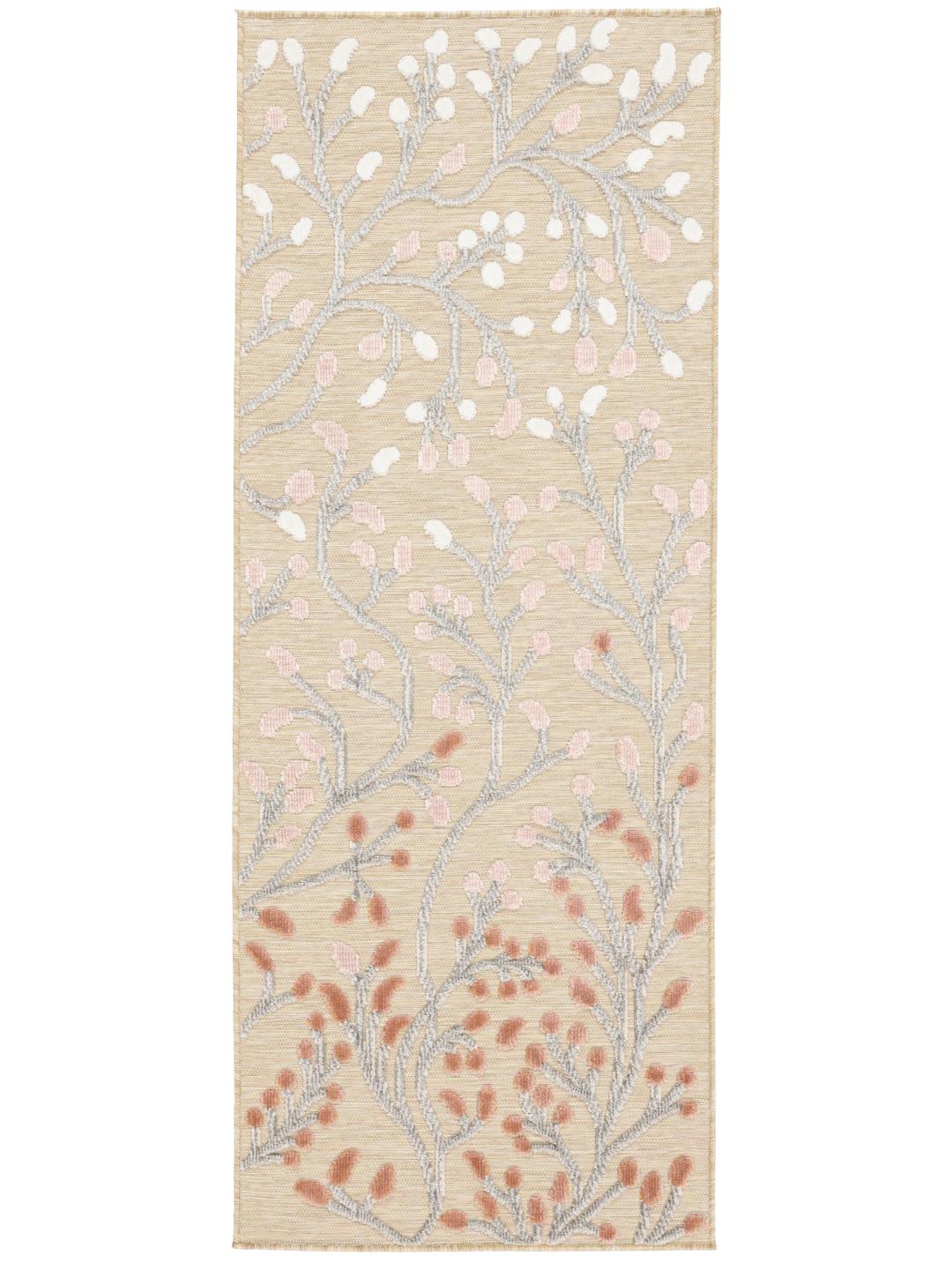 Beige en roze bloemige loper