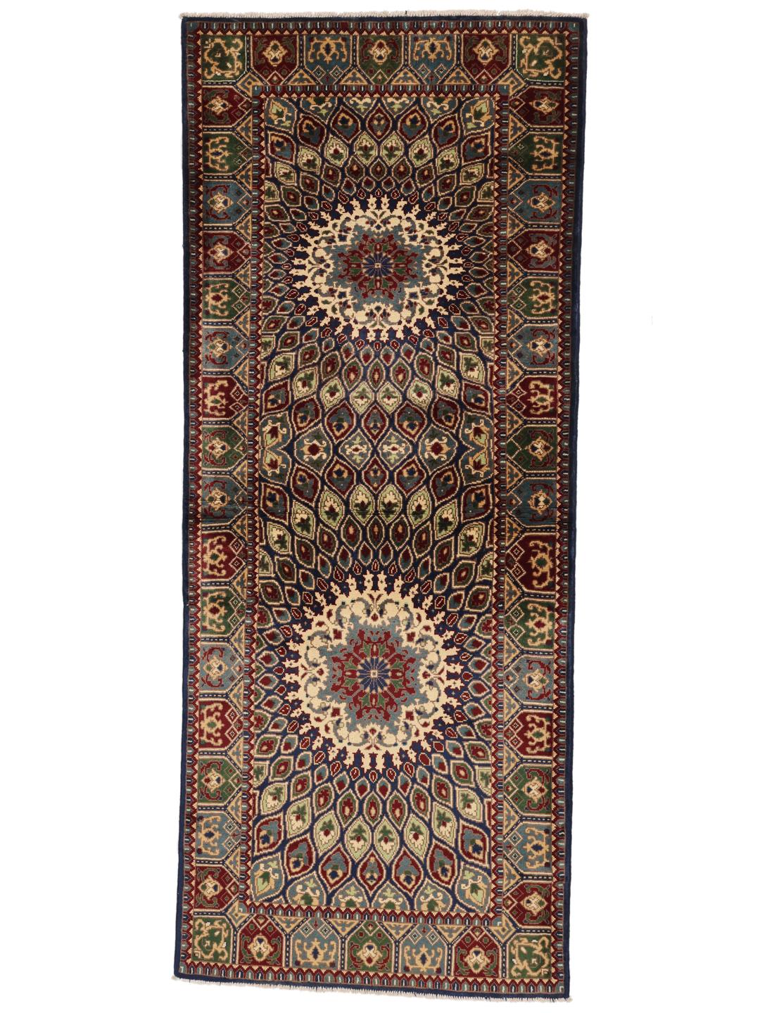 Hand-knotted Kunduz runner from Afghanistan in multicolor
