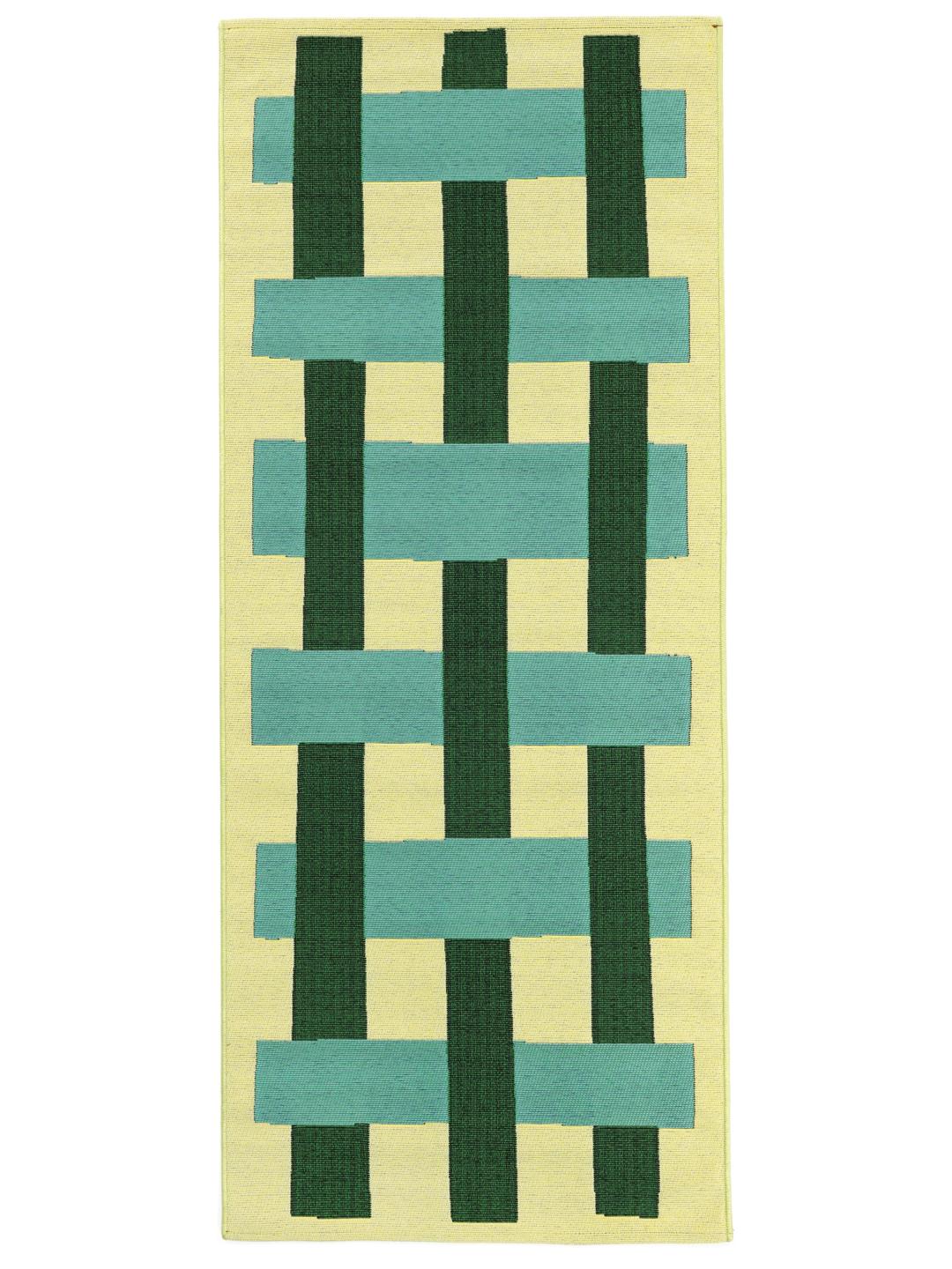 Grøn løber med et geometrisk vævet design