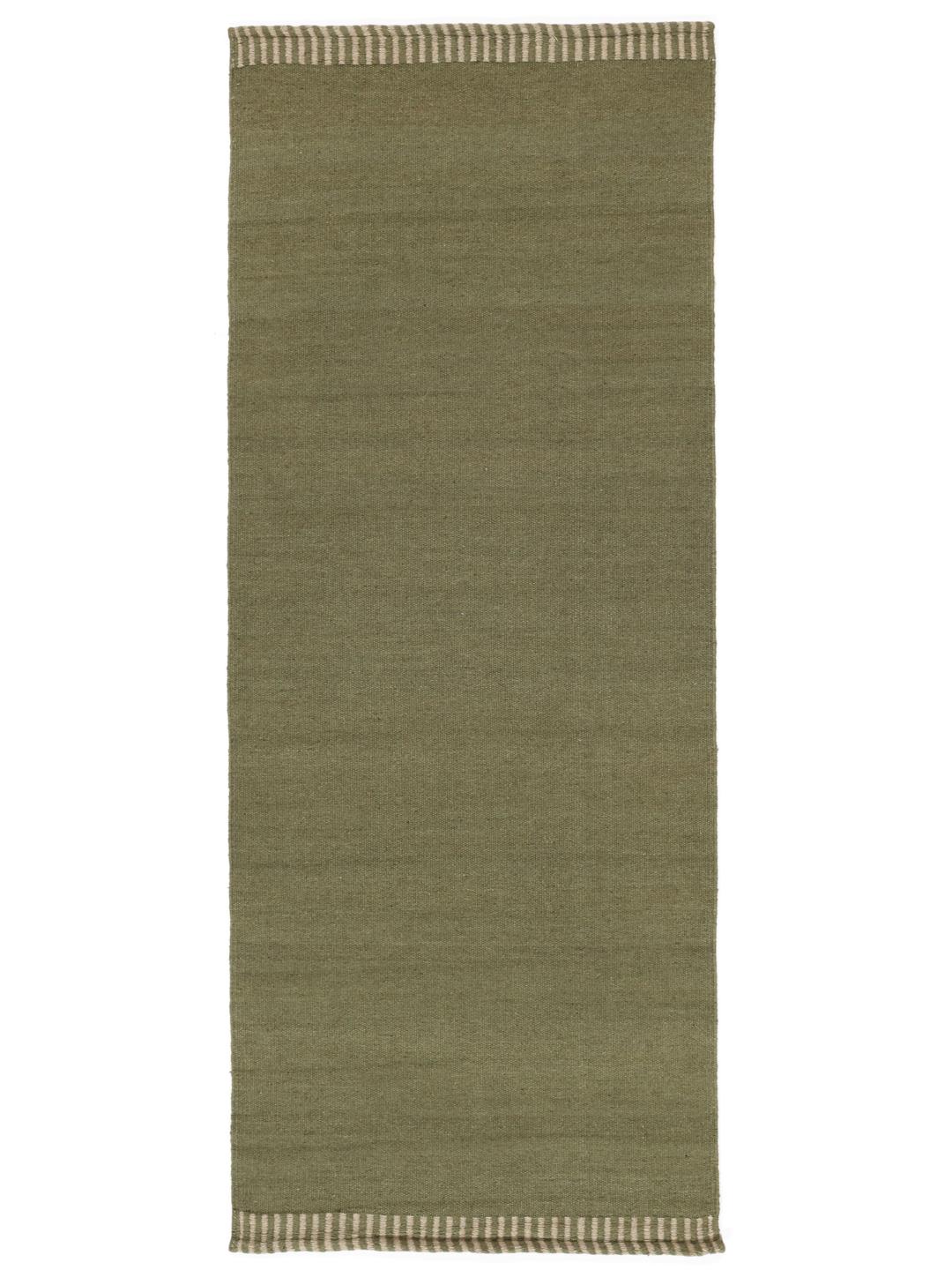 Tapis de couloir vert en laine