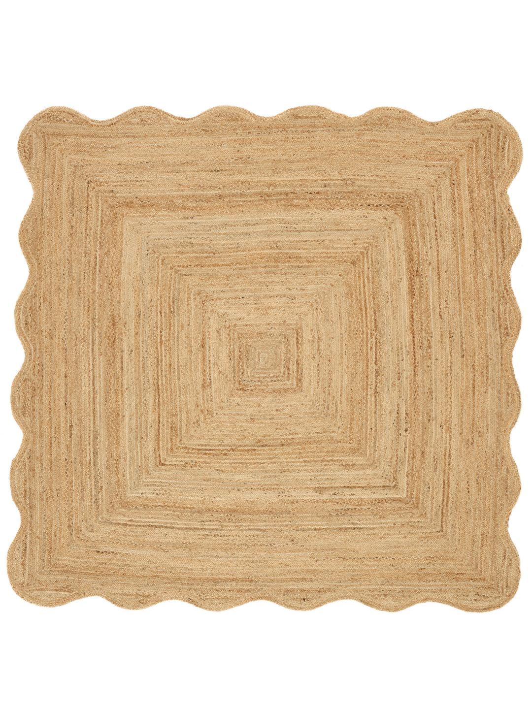 Vierkant beige tapijt met schulpranden