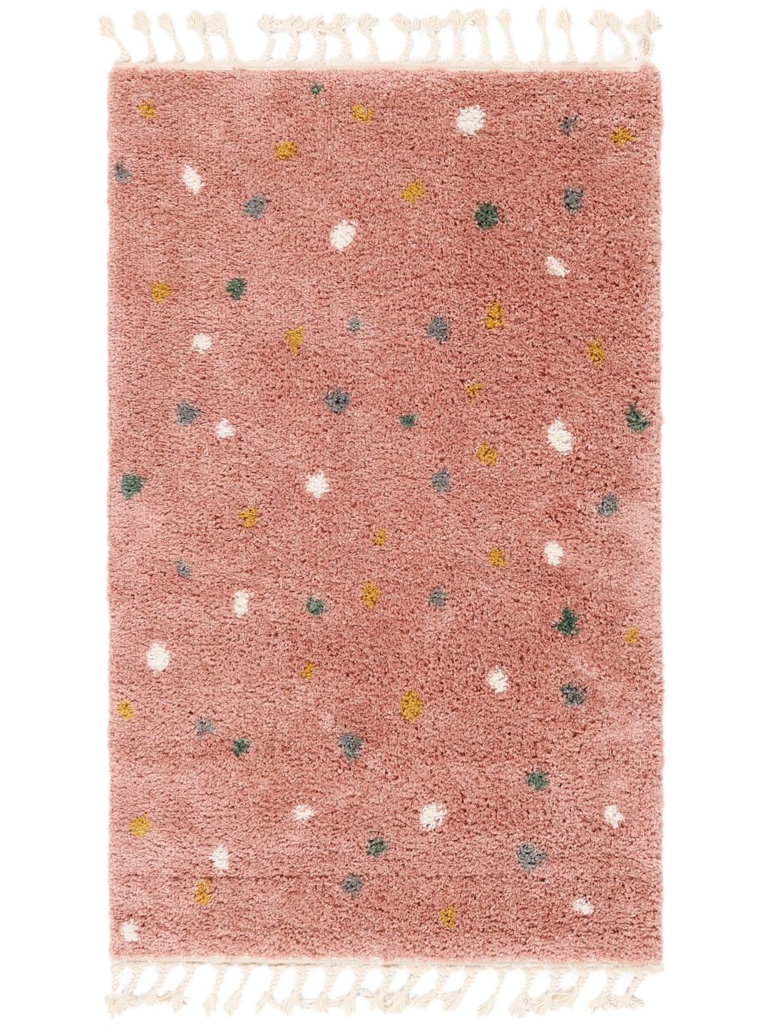 roze vloerkleed met een zachte pool en speelse details