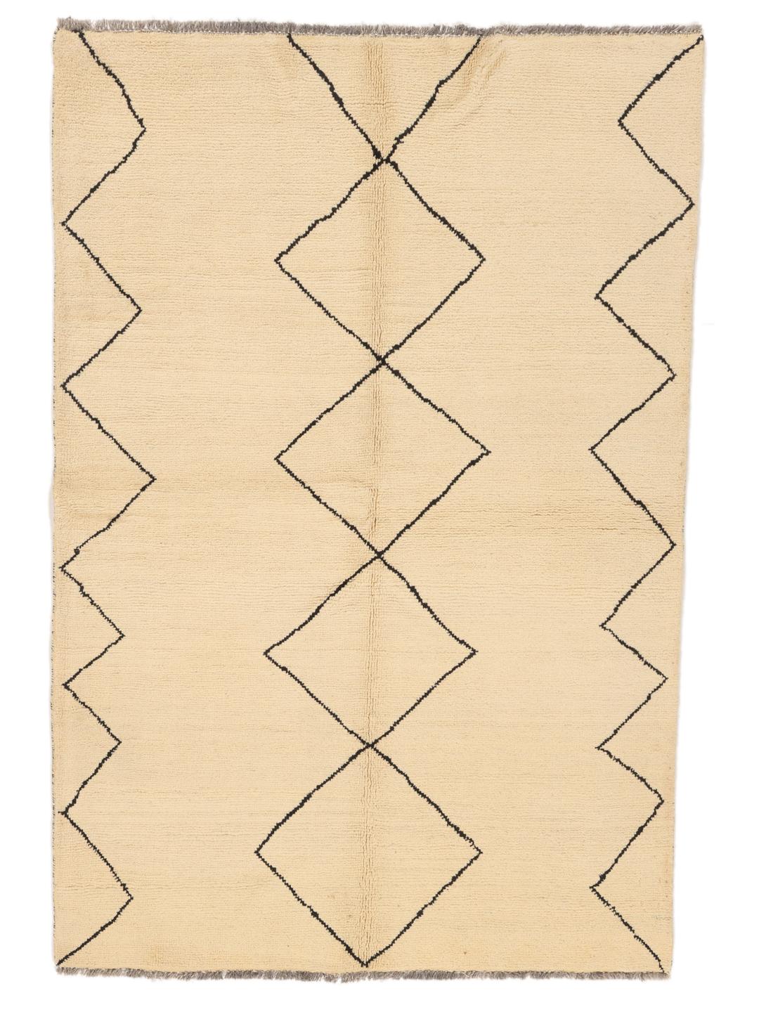 Hand-knotted Berber Style rug from the Middle East in beige with geometric patterns