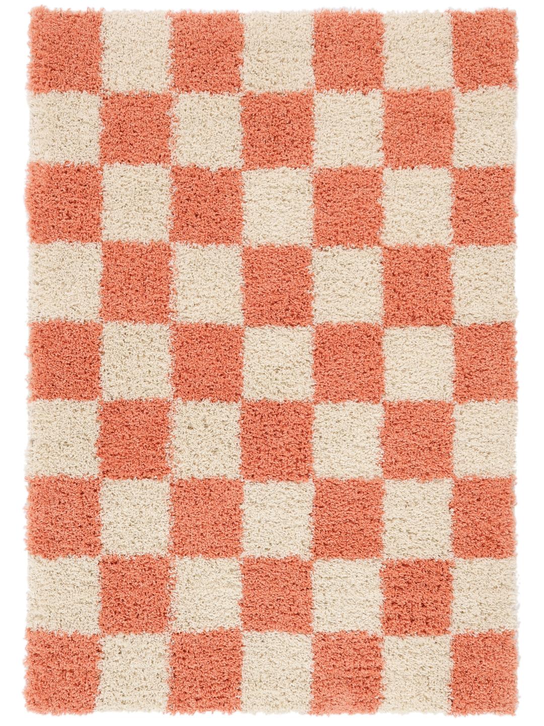 Oranje tapijt met een zacht oppervlak met hoge pool