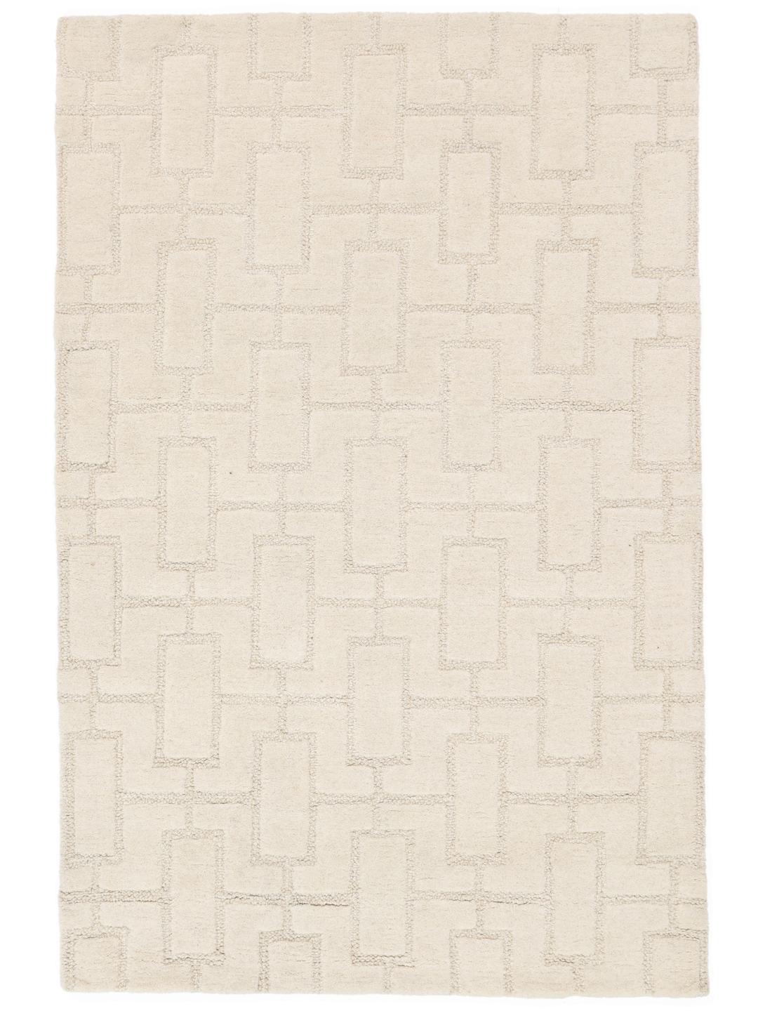 Beige wollen vloerkleed met geometrisch patroon