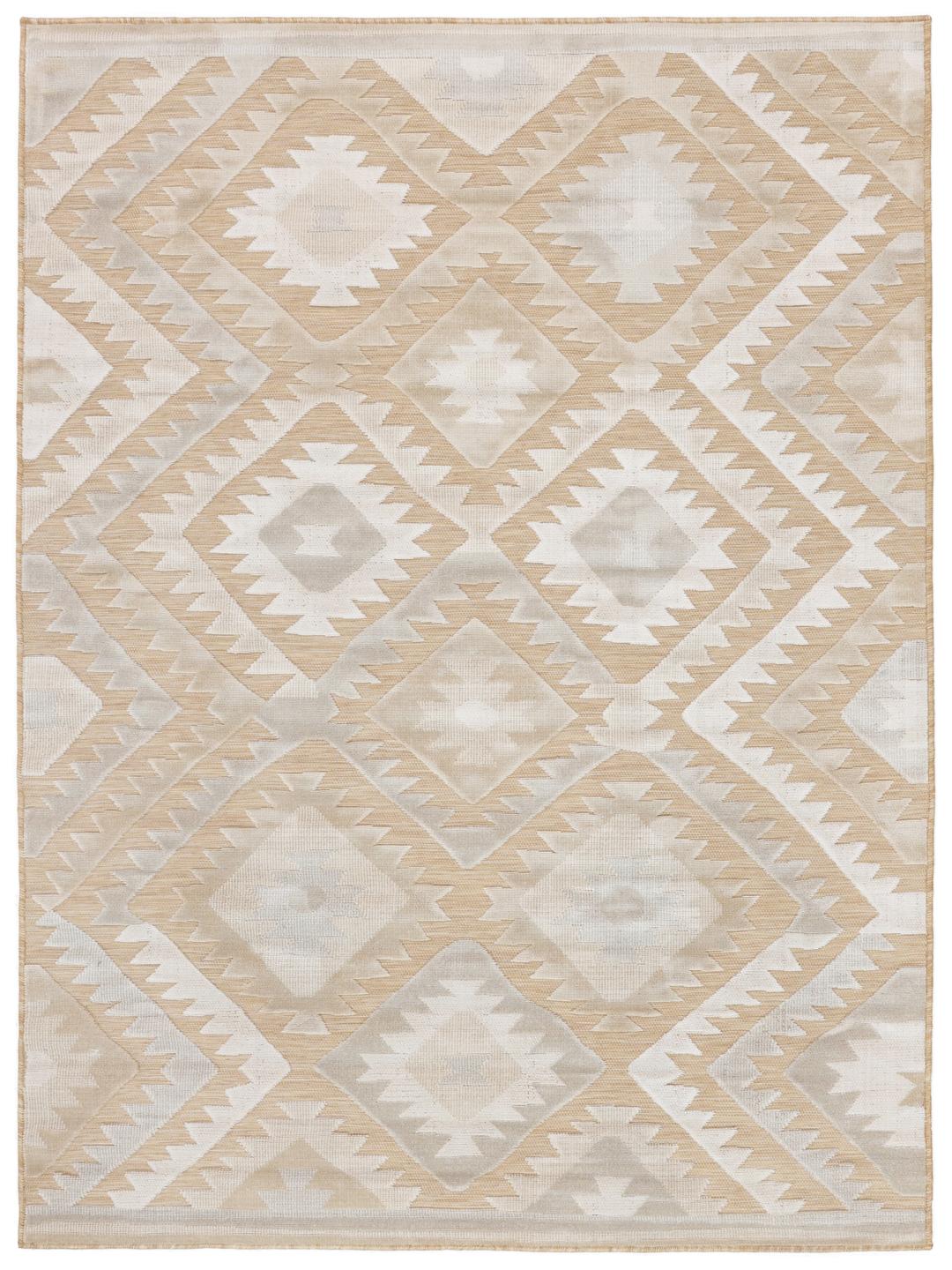 Beige tapijt met patroon van hoge en lage pool