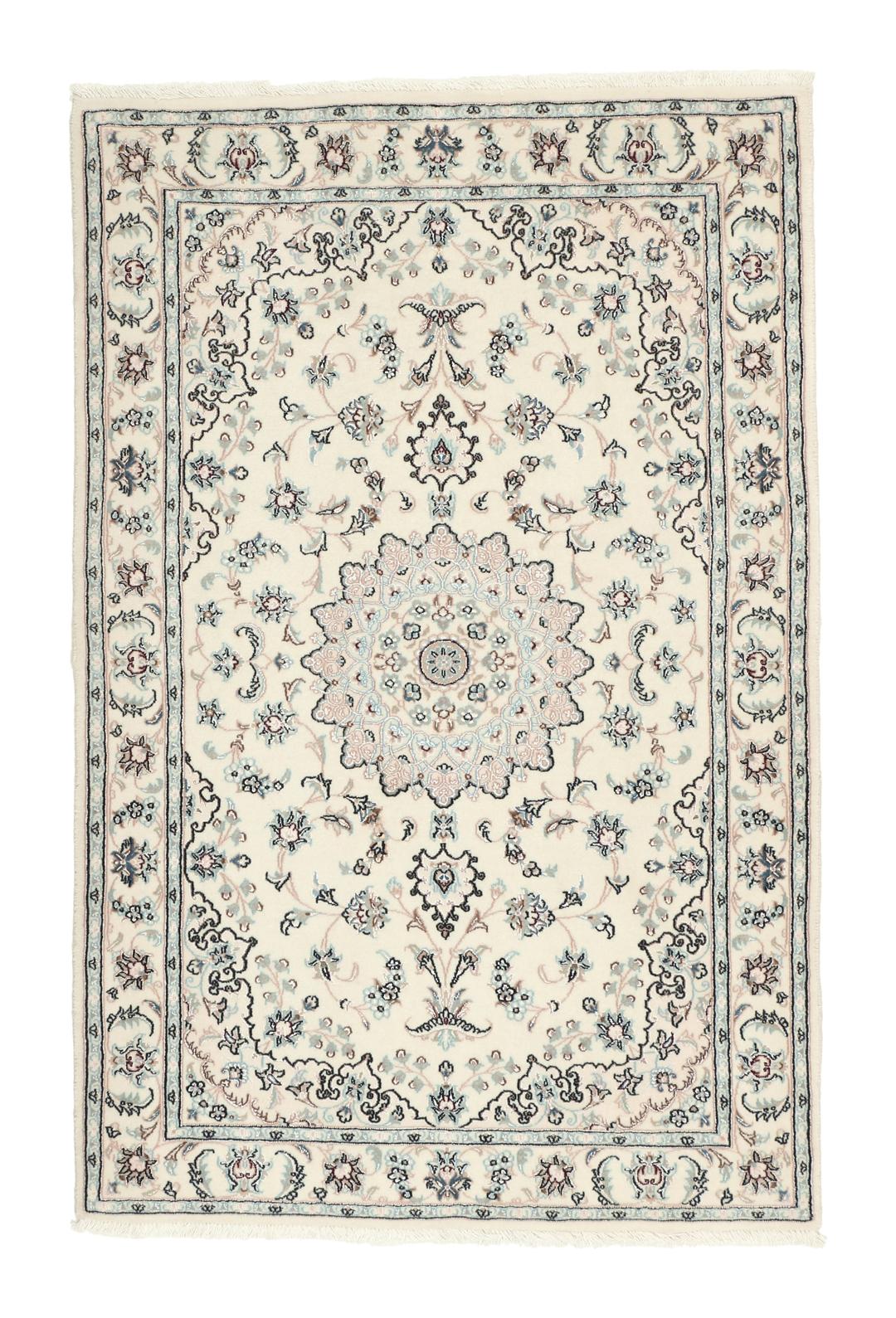 Handgeknoopt Nain 6La tapijt uit het Midden-Oosten in beige en blauw