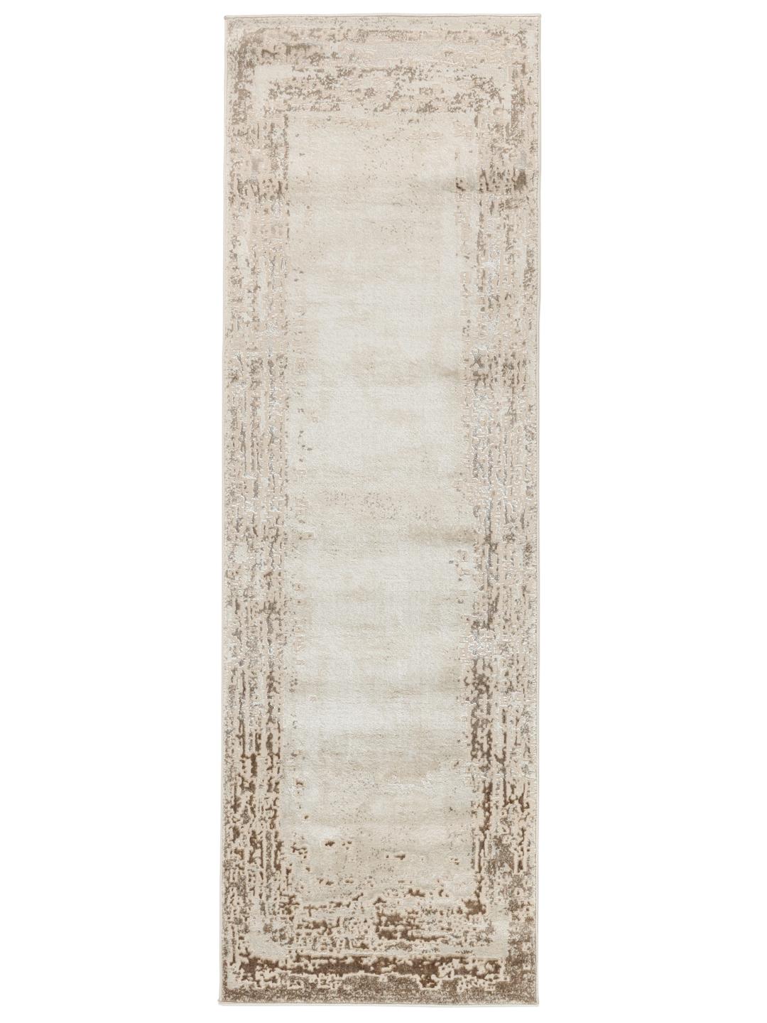 Tapis de couloir beige avec une texture à poils longs et courts