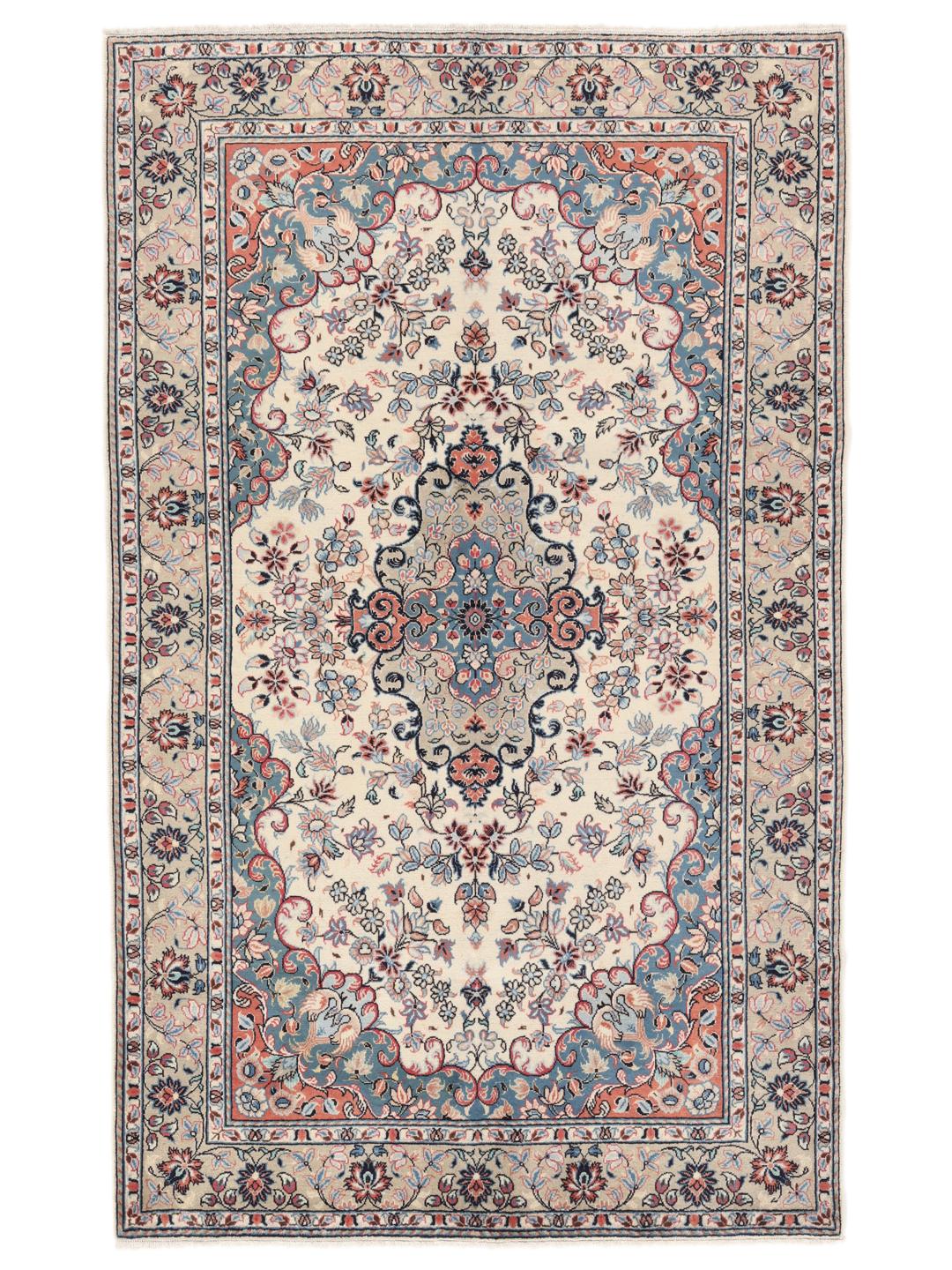 Hand-knotted Keshan rug from the Middle East in multicolor floral pattern