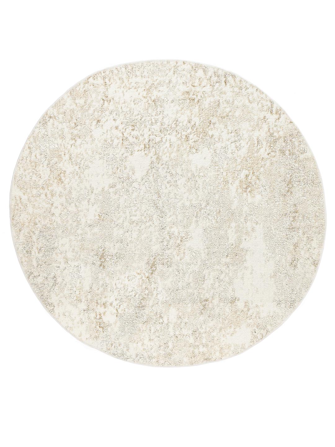 Rond vloerkleed in wit en beige