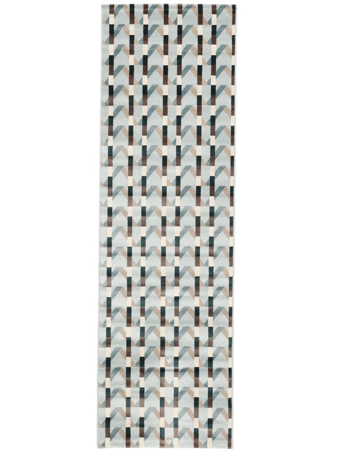 Lichtblauwe loper met geometrisch patroon