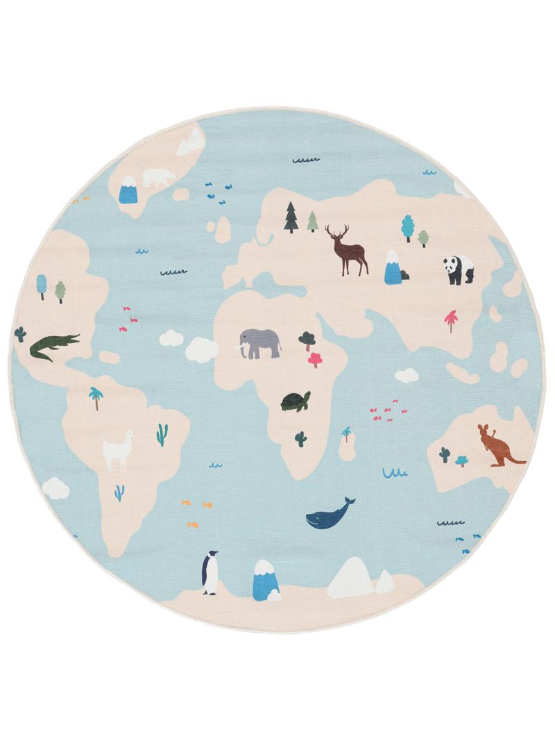 World map - Lichtblauw / Beige