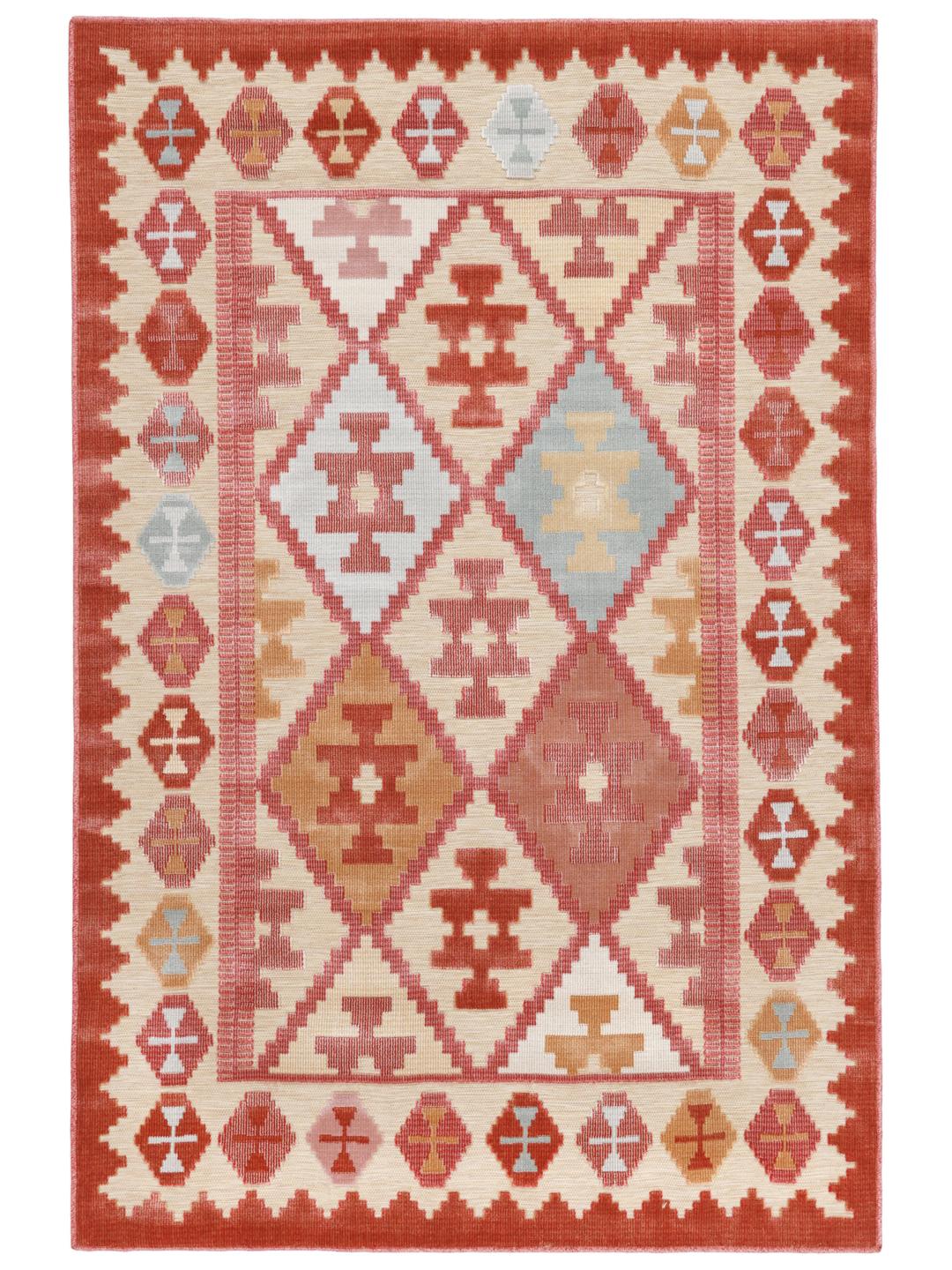 Beige vloerkleed met geometrisch patroon