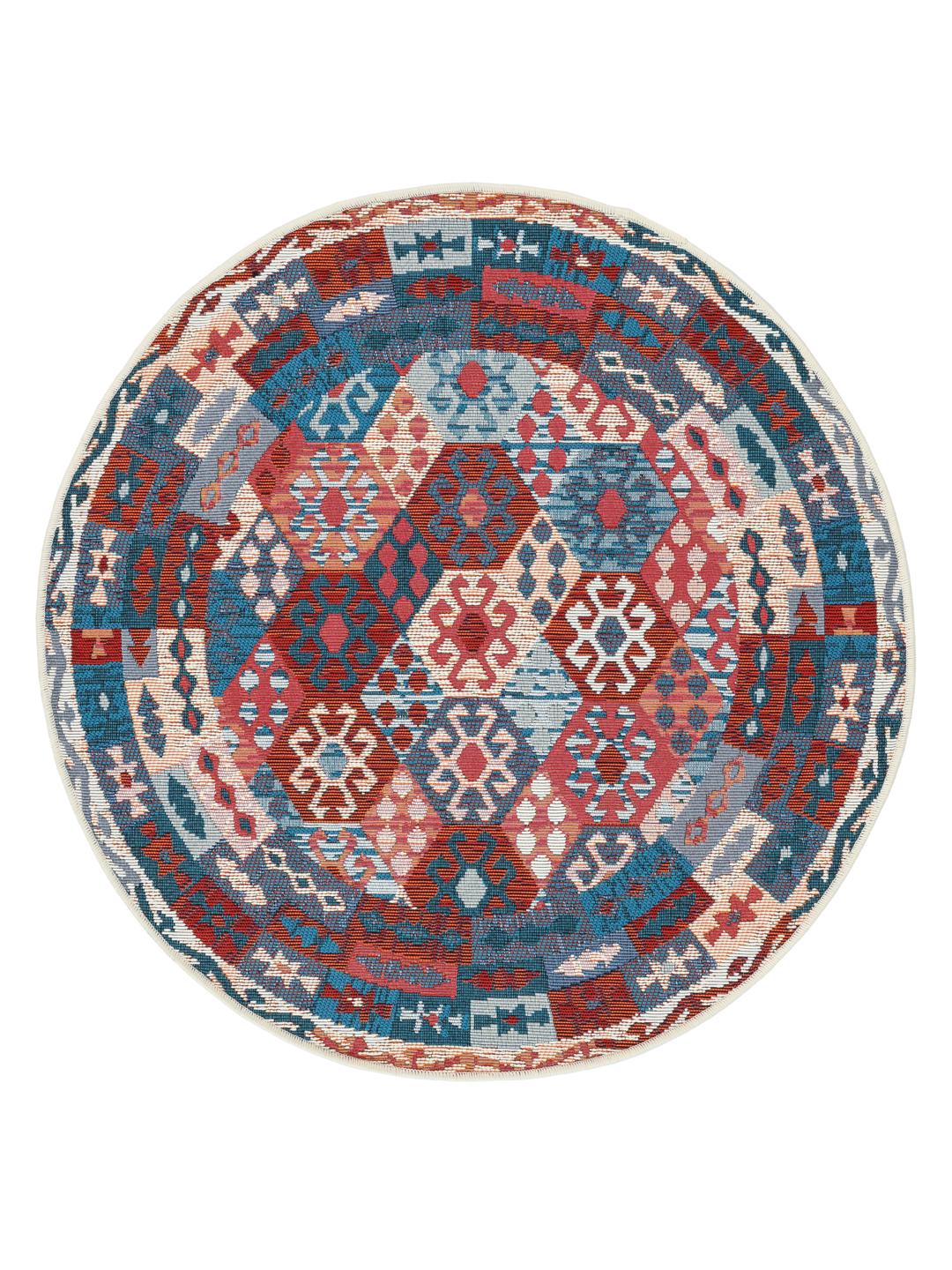 Ruva Kilim - Blauw / Rood - Ø undefined cm