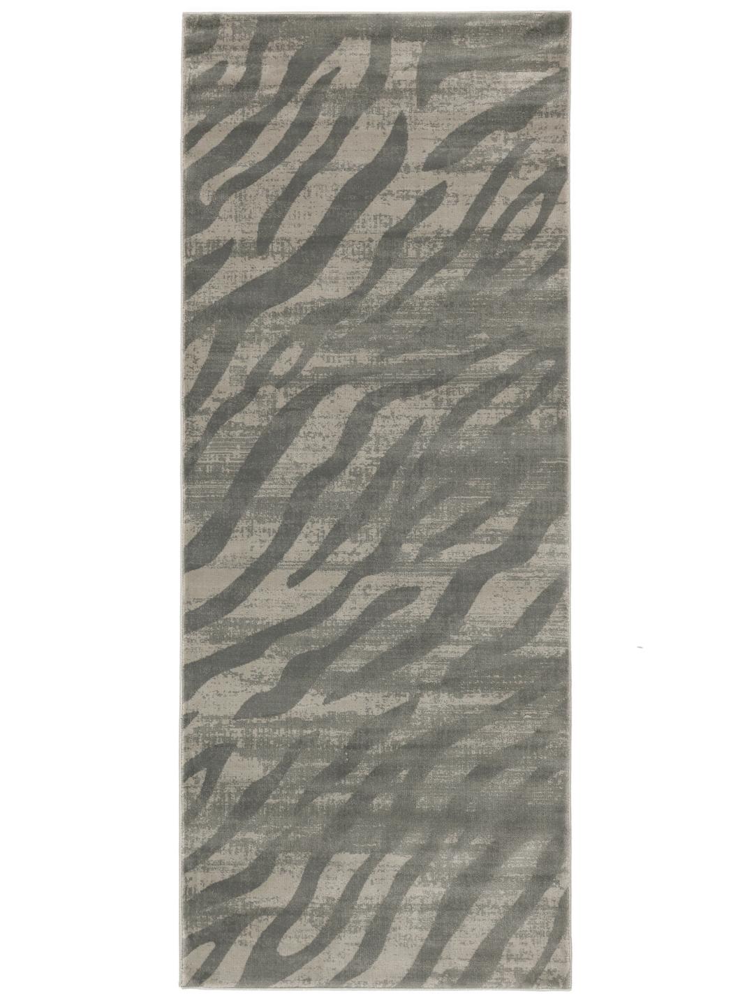Lichtgrijze loper met een zebra-geïnspireerd patroon