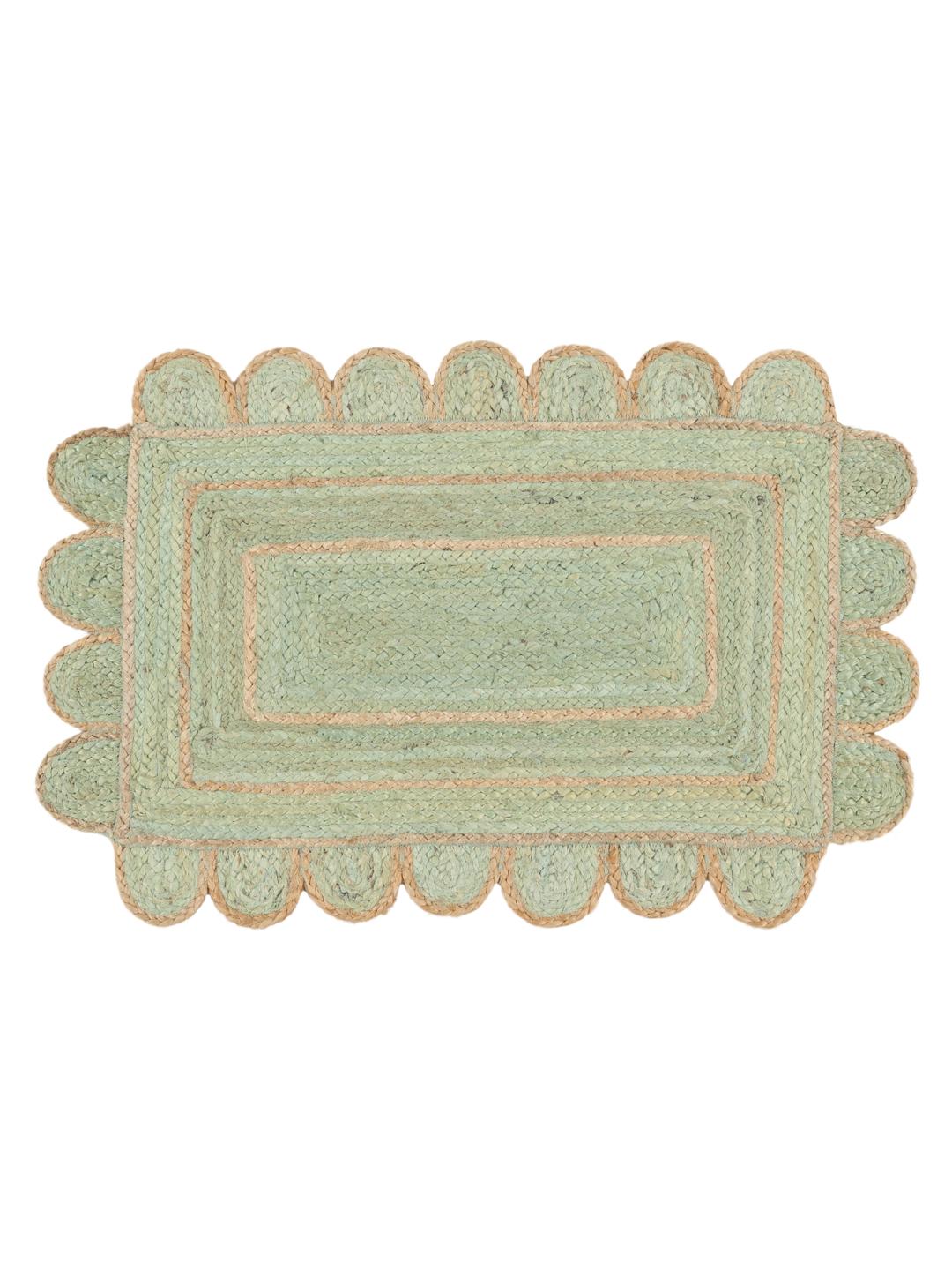 Groen vloerkleed met schulprand