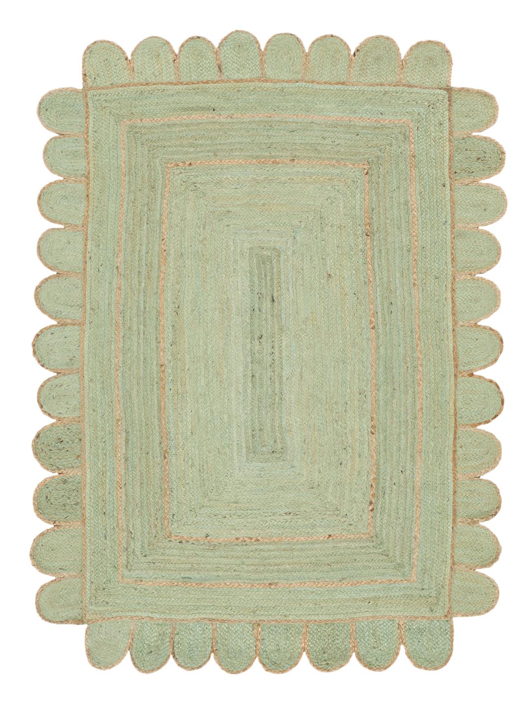 Groen vloerkleed met schulprand