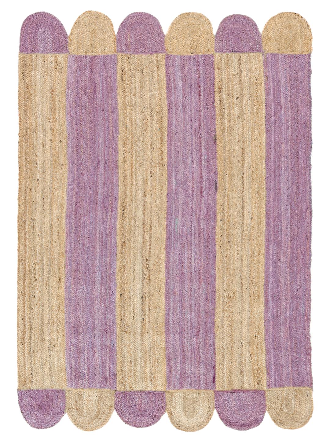 Tapis en jute tissé à la main violet et beige