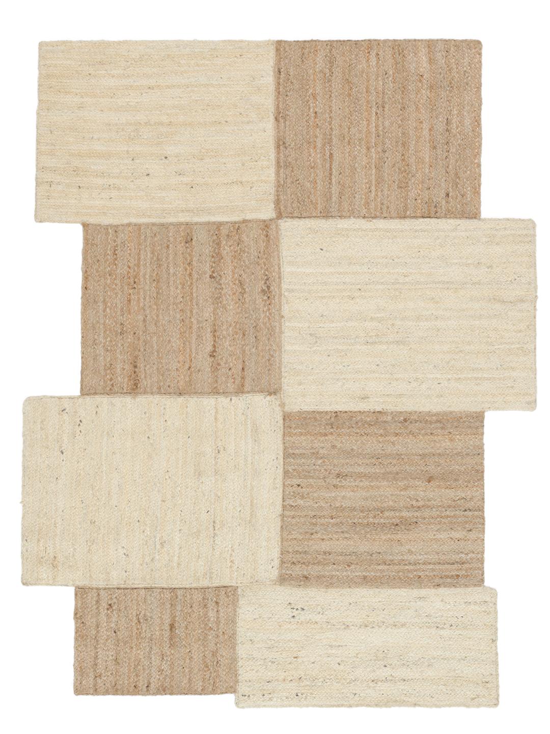 Handgemaakte beige deurmat met gevlochten jutepanelen