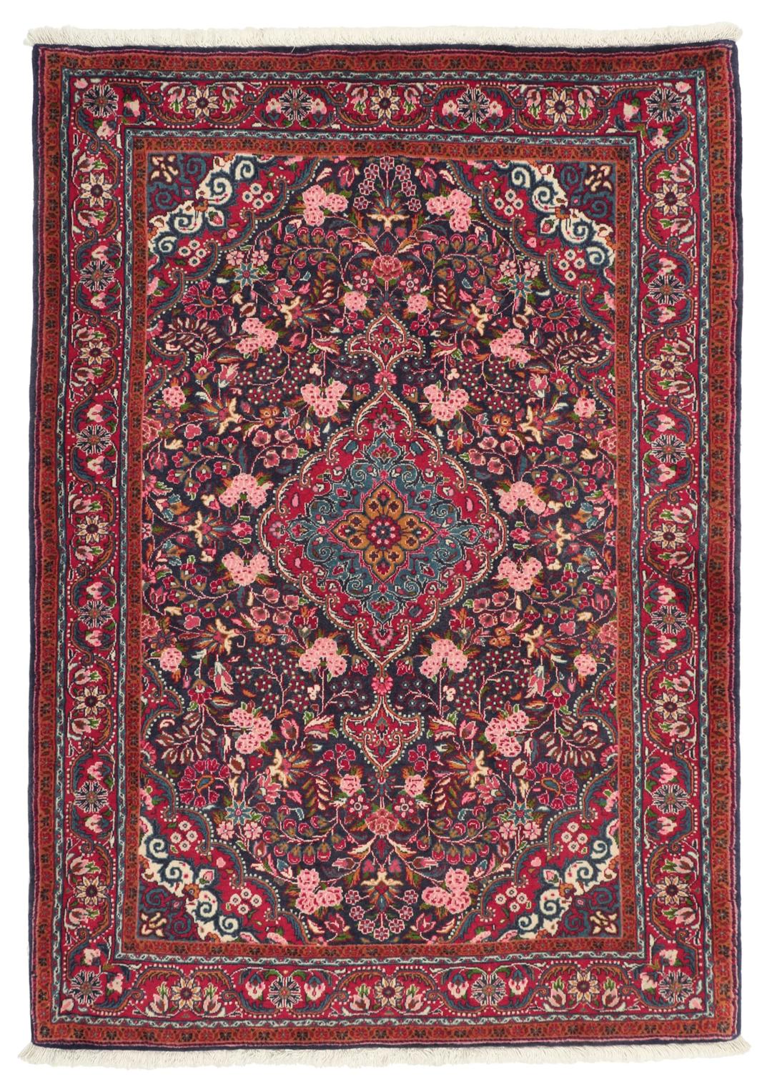 Hand-knotted Hamadan rug from the Middle East in multicolor