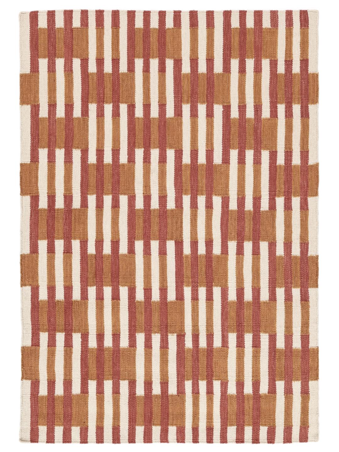 Tapis tissé à la main en rouge corail et orange