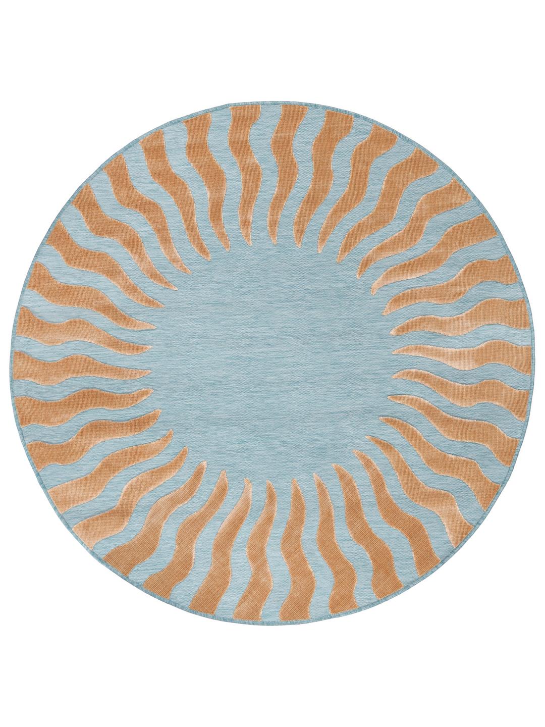 Sol Turquoise Round Rug - Rugvista