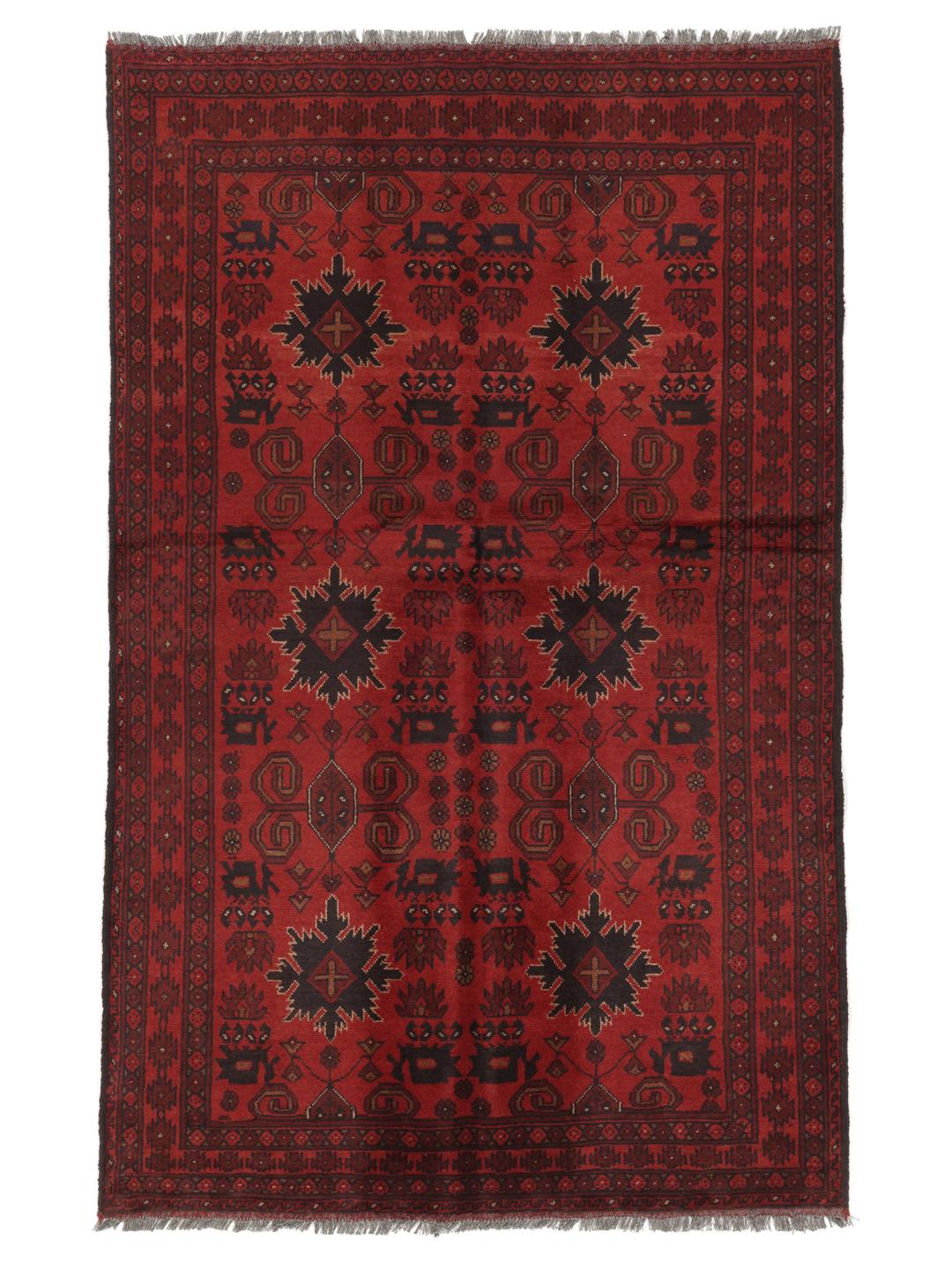 Afghan Khal Mohammadi - Negro / Rojo Oscuro - 124 x 201 cm