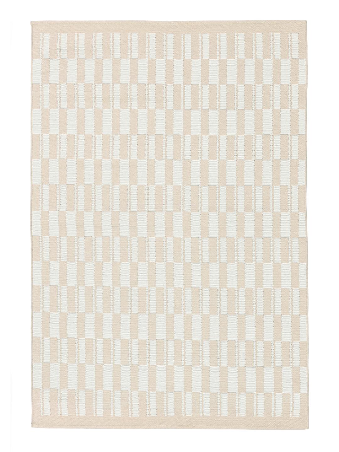 Beige og hvidt udendørstæppe