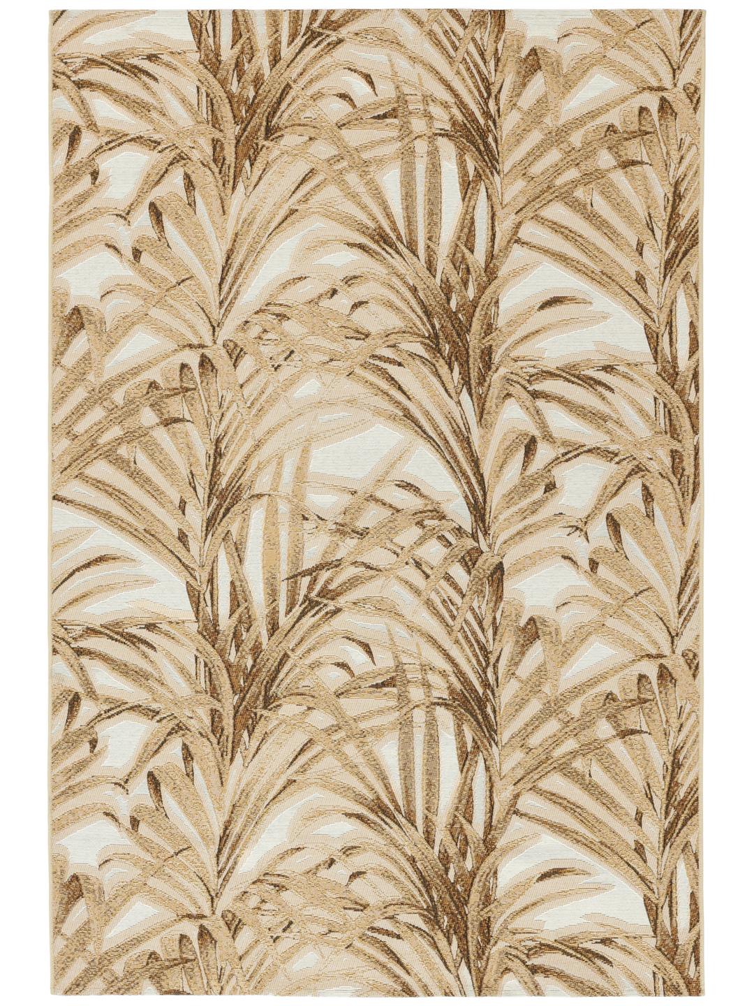 Tapis jaune et blanc avec motif de feuilles