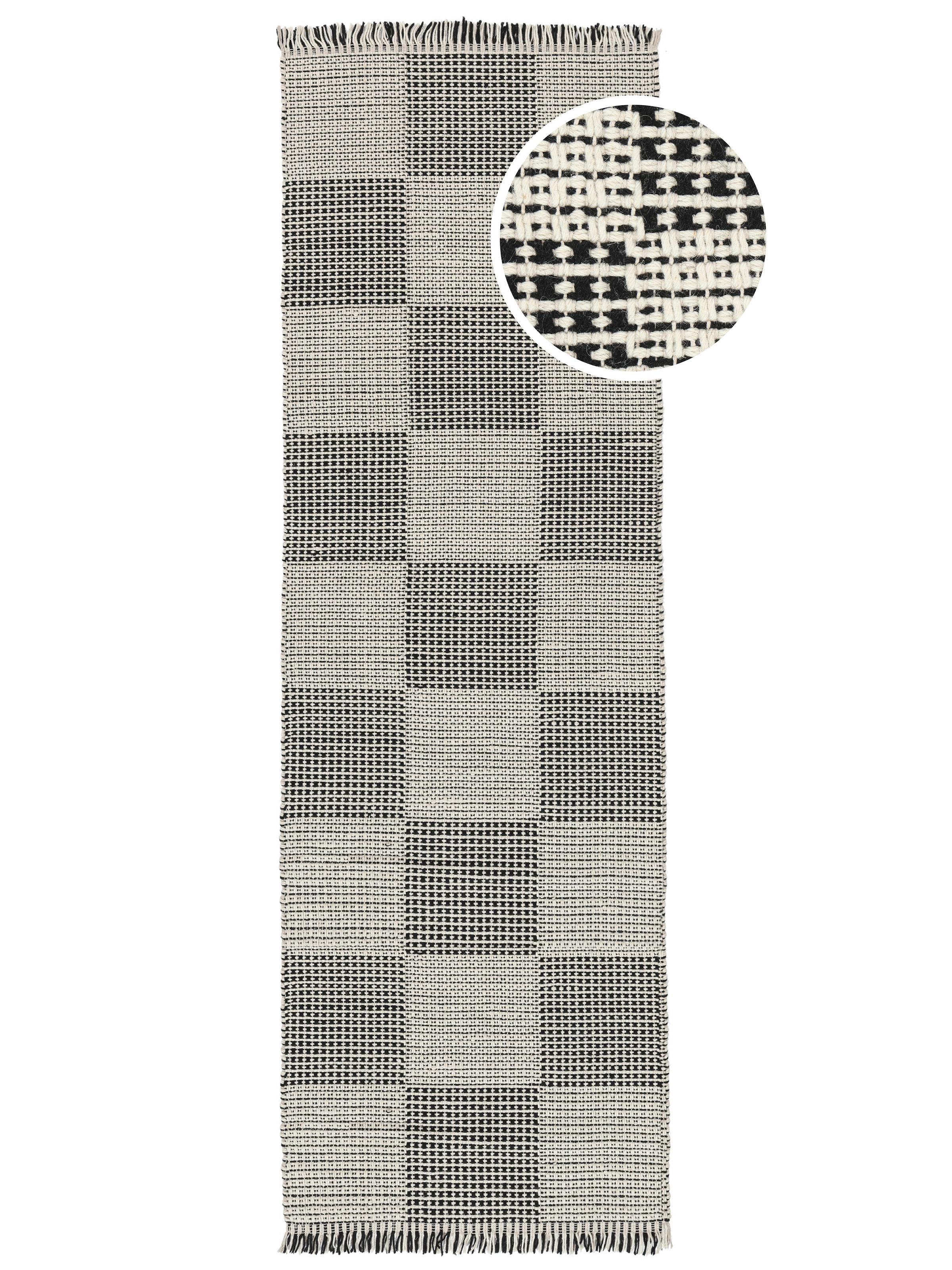 Rugvista core - Cuadro - Black / White, Runner 80 x 250 cm Wool Rug ...
