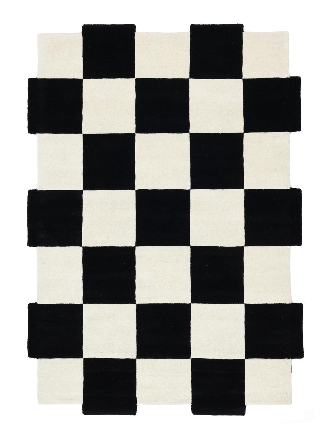 Paillasson noir et blanc avec un motif en damier