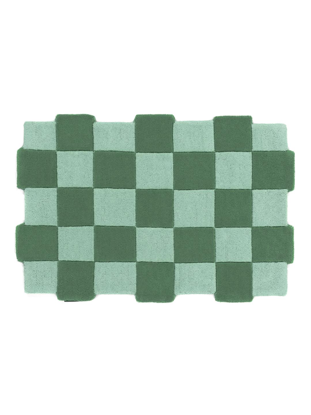 Groene en mintgroene geruite deurmat