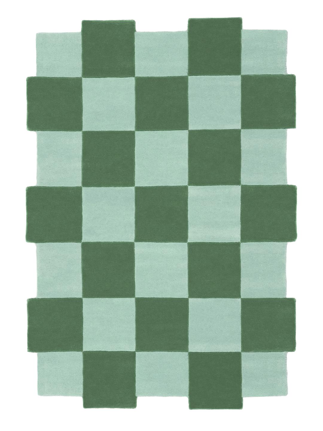 Groene en mintgroene geruite deurmat