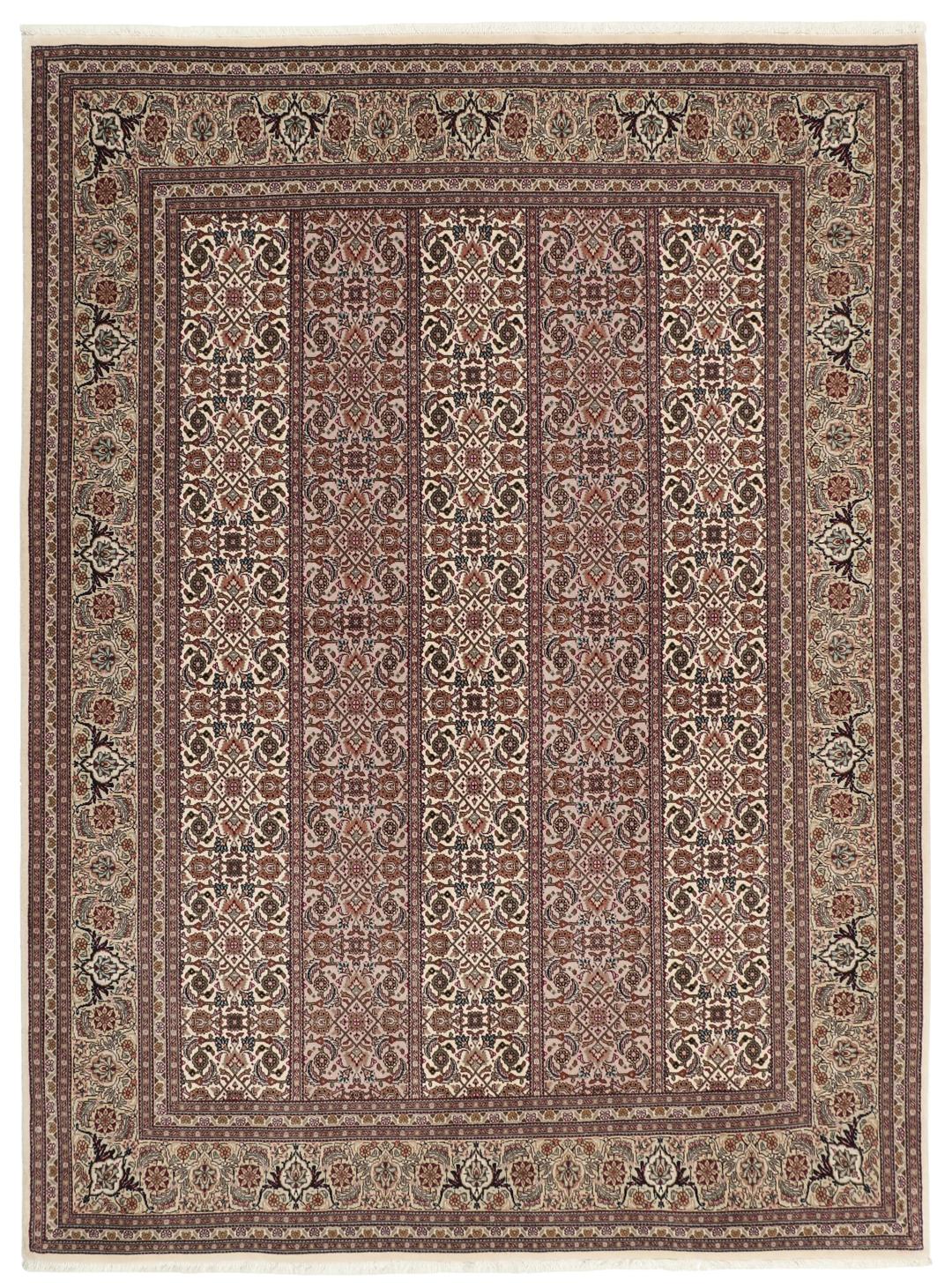 Håndknyttet Tabriz 50 Raj-tæppe med indviklede blomstermønstre i beige og røde nuancer