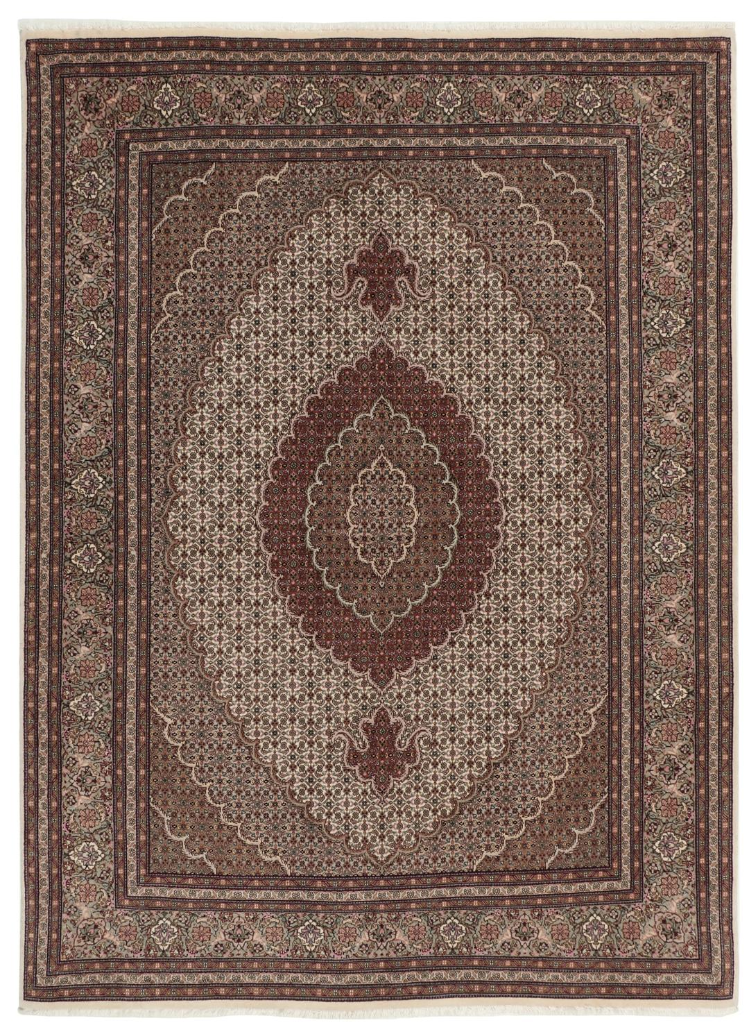 Handgeknoopt Tabriz-tapijt met ingewikkelde medaillonpatronen in meerkleurige tinten.