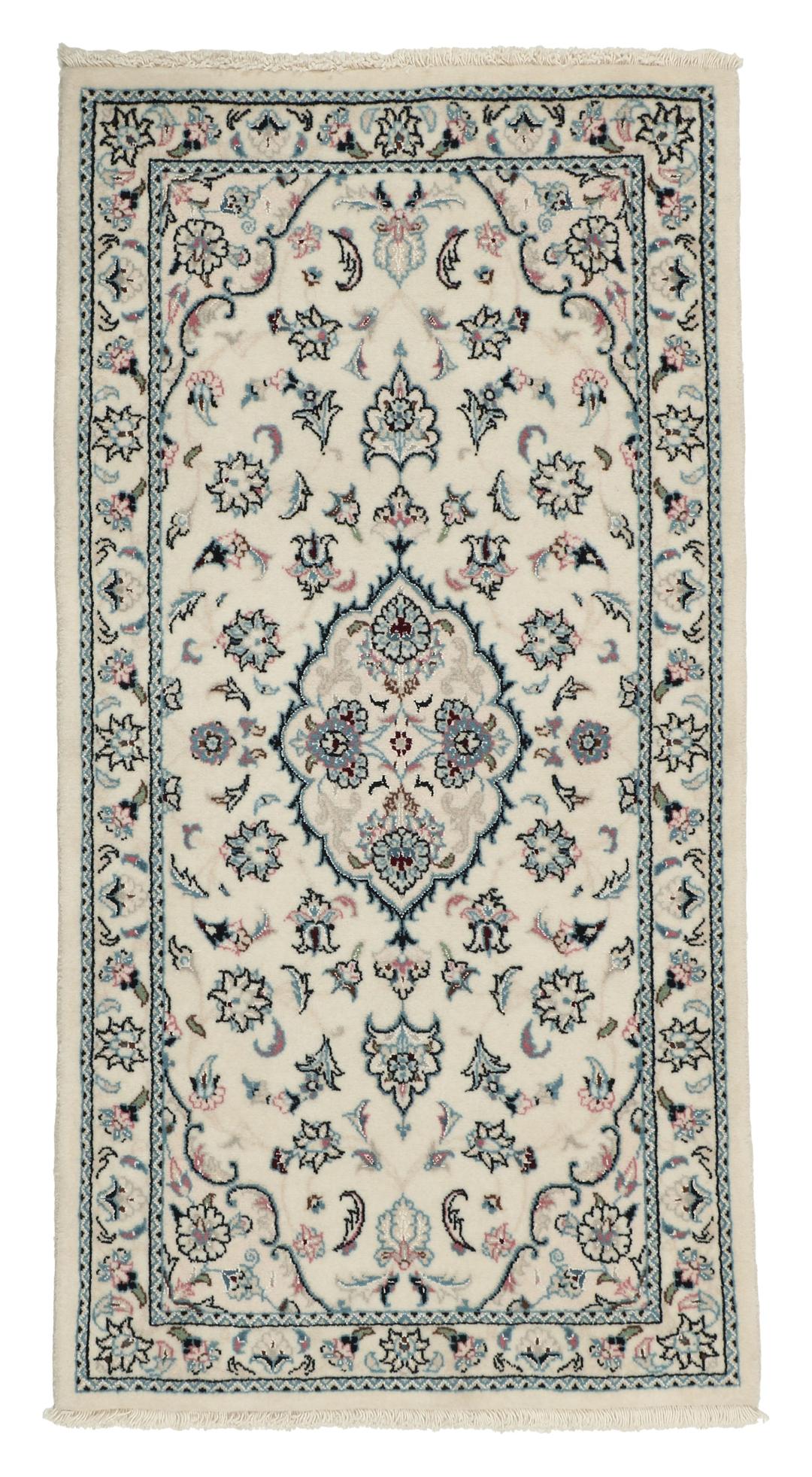 Handgeknoopt Nain 9La-tapijt uit het Midden-Oosten in beige