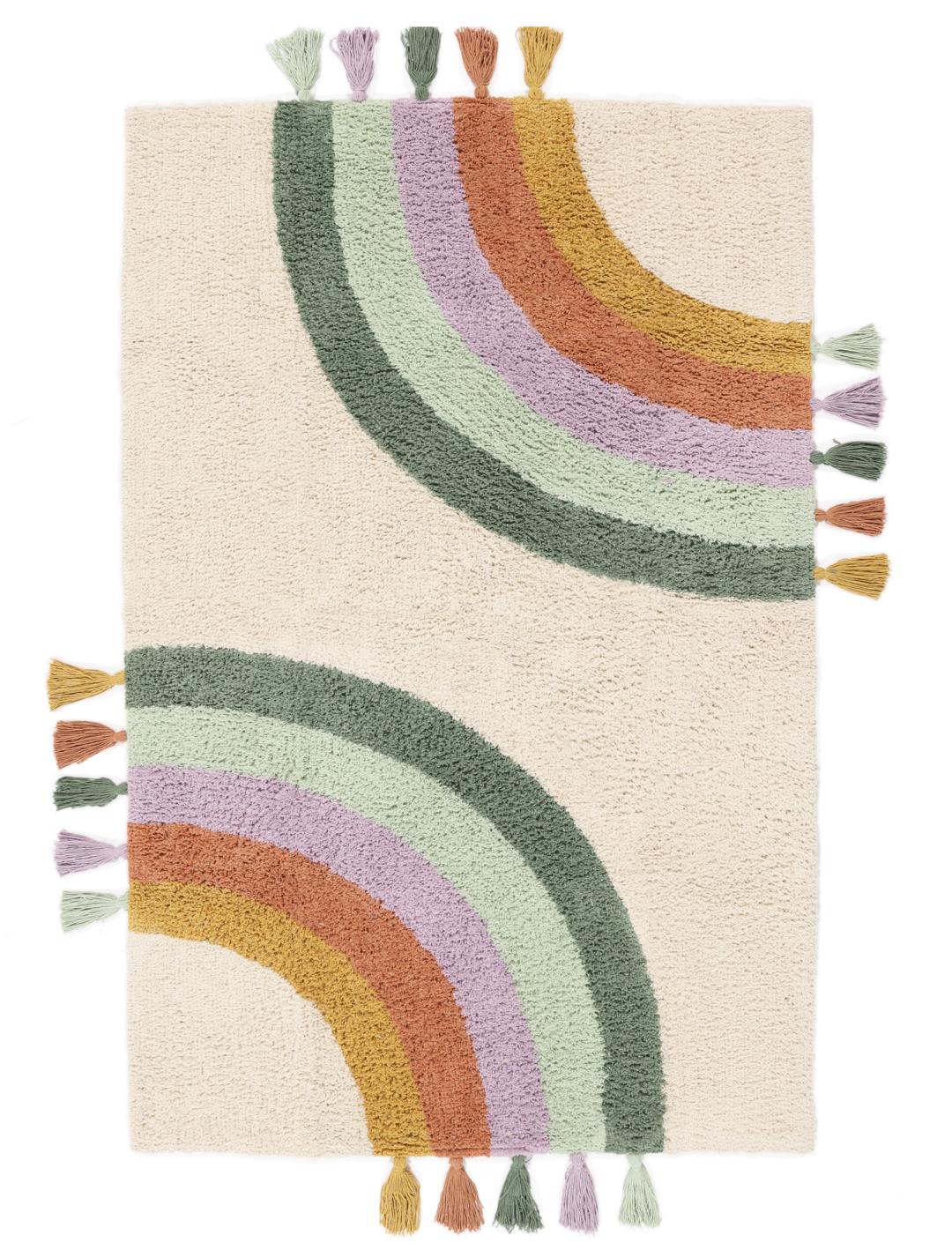 Multicolour tapijt met bogen en kwastjes
