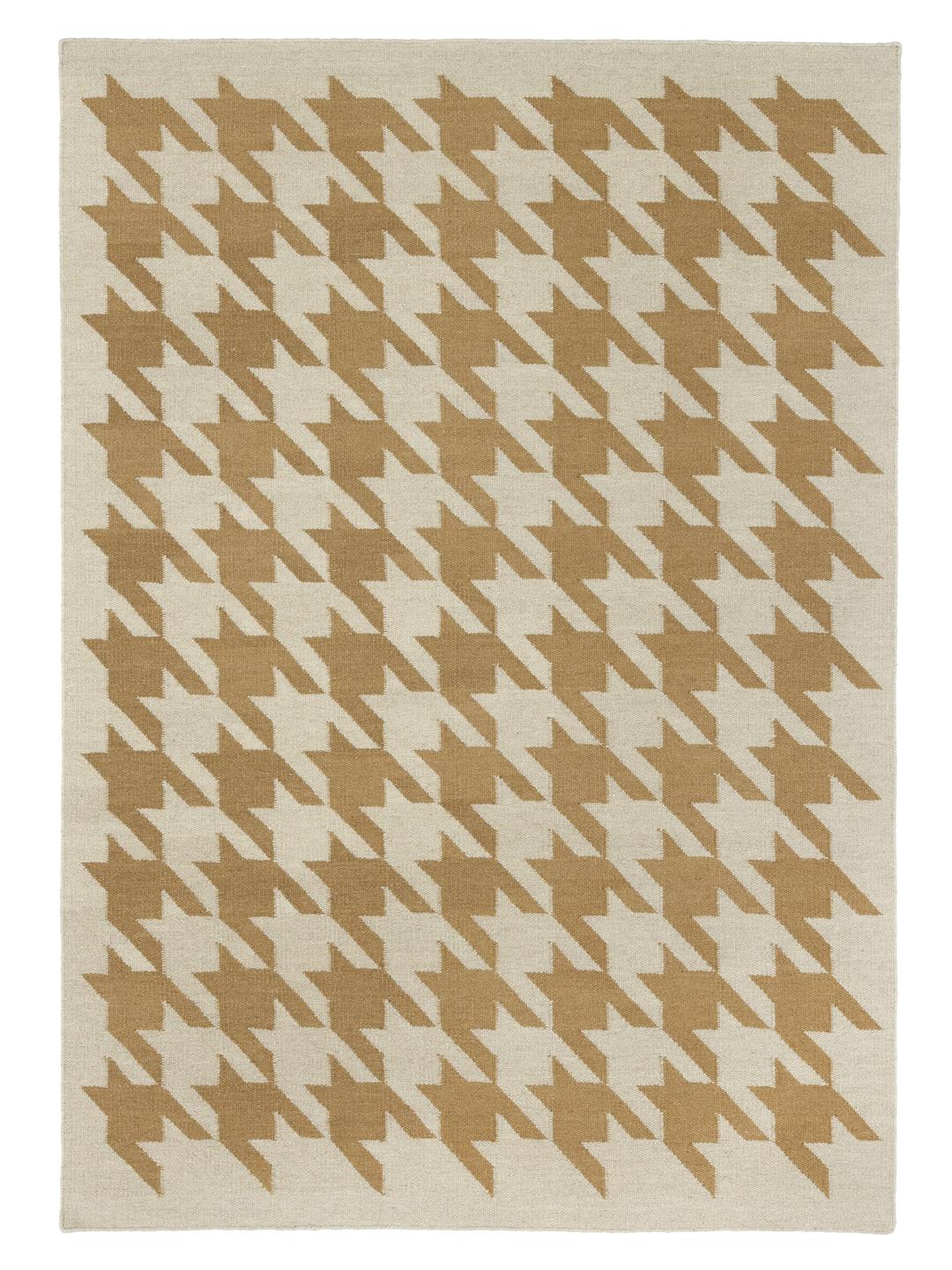 Beige en bruin tapijt met houndstooth-patroon