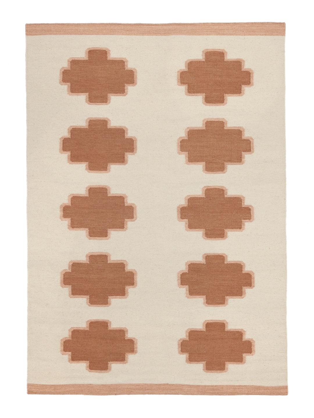 Tucson tapijt met geometrische patronen in gebroken wit en roestkleurig rood
