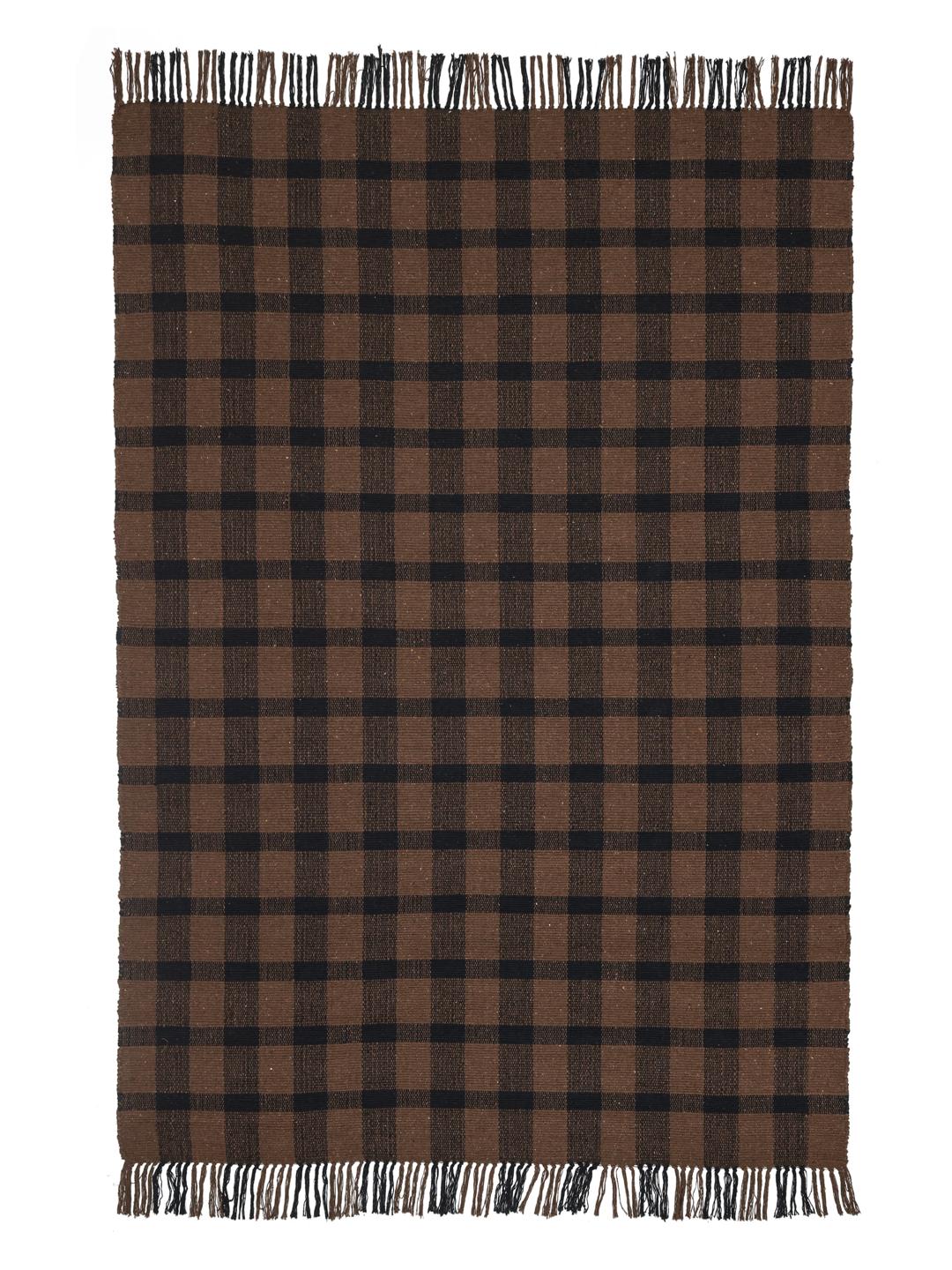 Tapis en coton tissé à la main en noir et marron