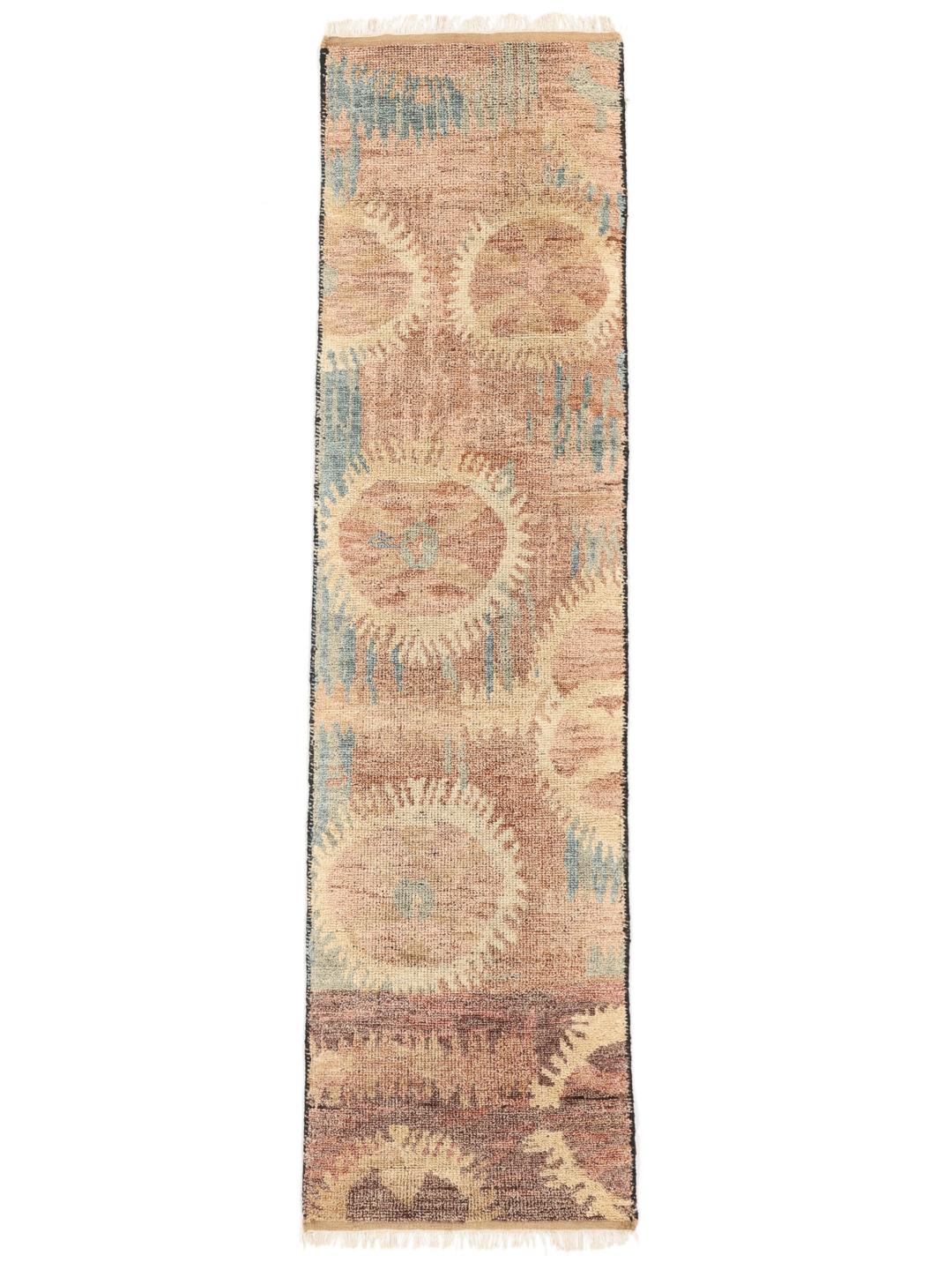 Covor runner Usak Indo înnodat manual cu design multicolor din India